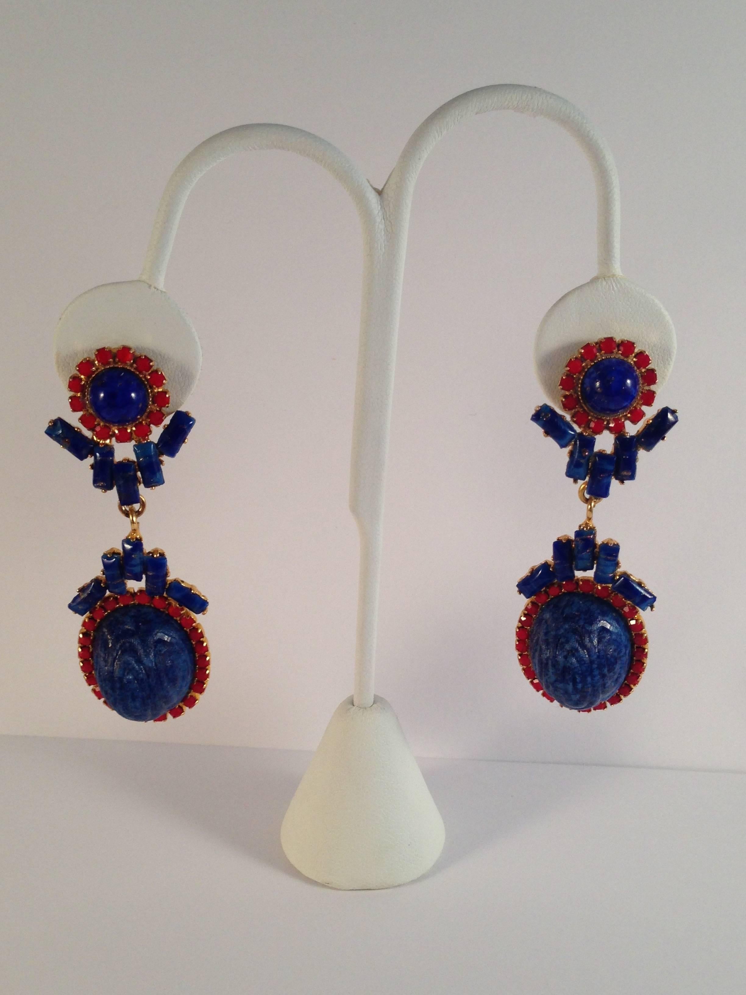 William De Lillo Earrings Blue and Red 1971 2