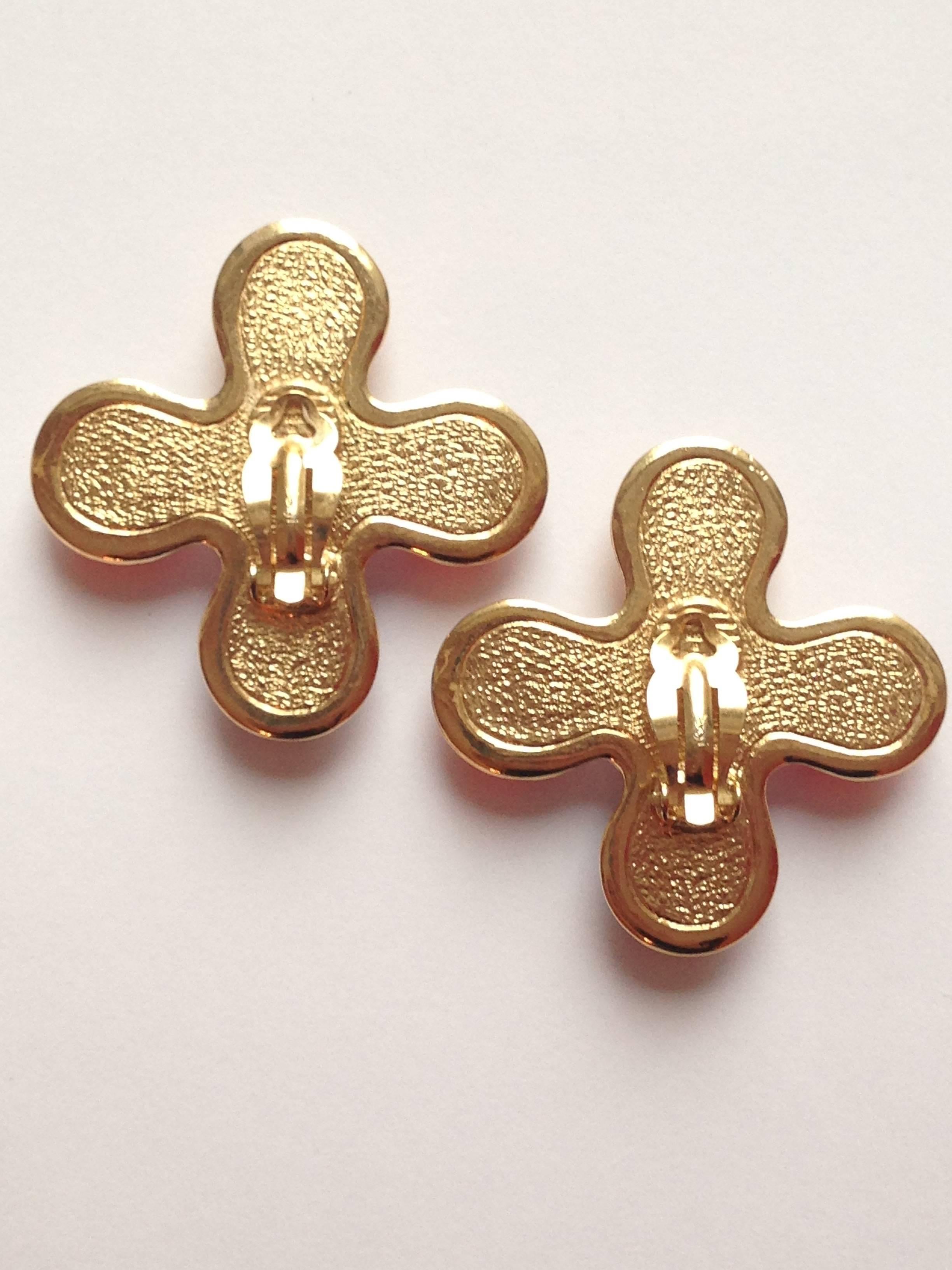 Yves Saint Laurent YSL Cross Clip On Earrings 1980s In Excellent Condition In Chicago, IL