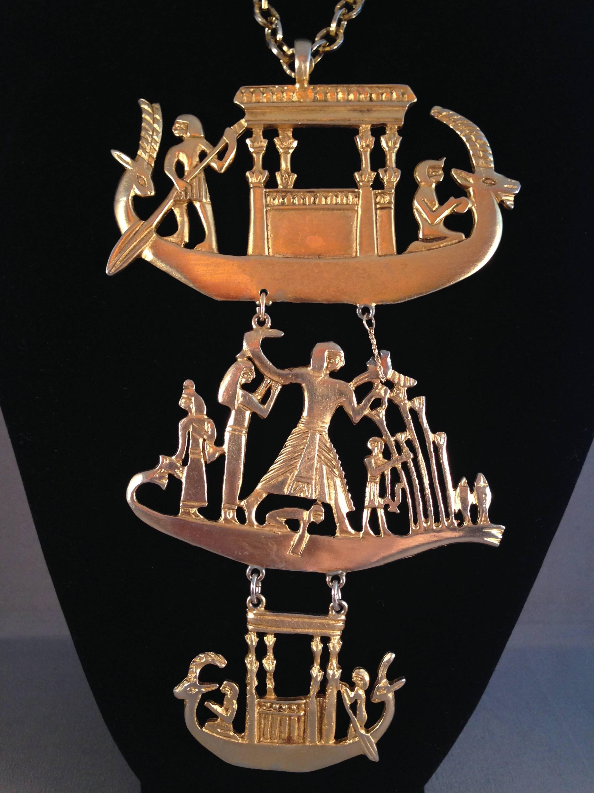 Women's 1970s Rare Kenneth Jay Lane Egyptian Pendant Necklace