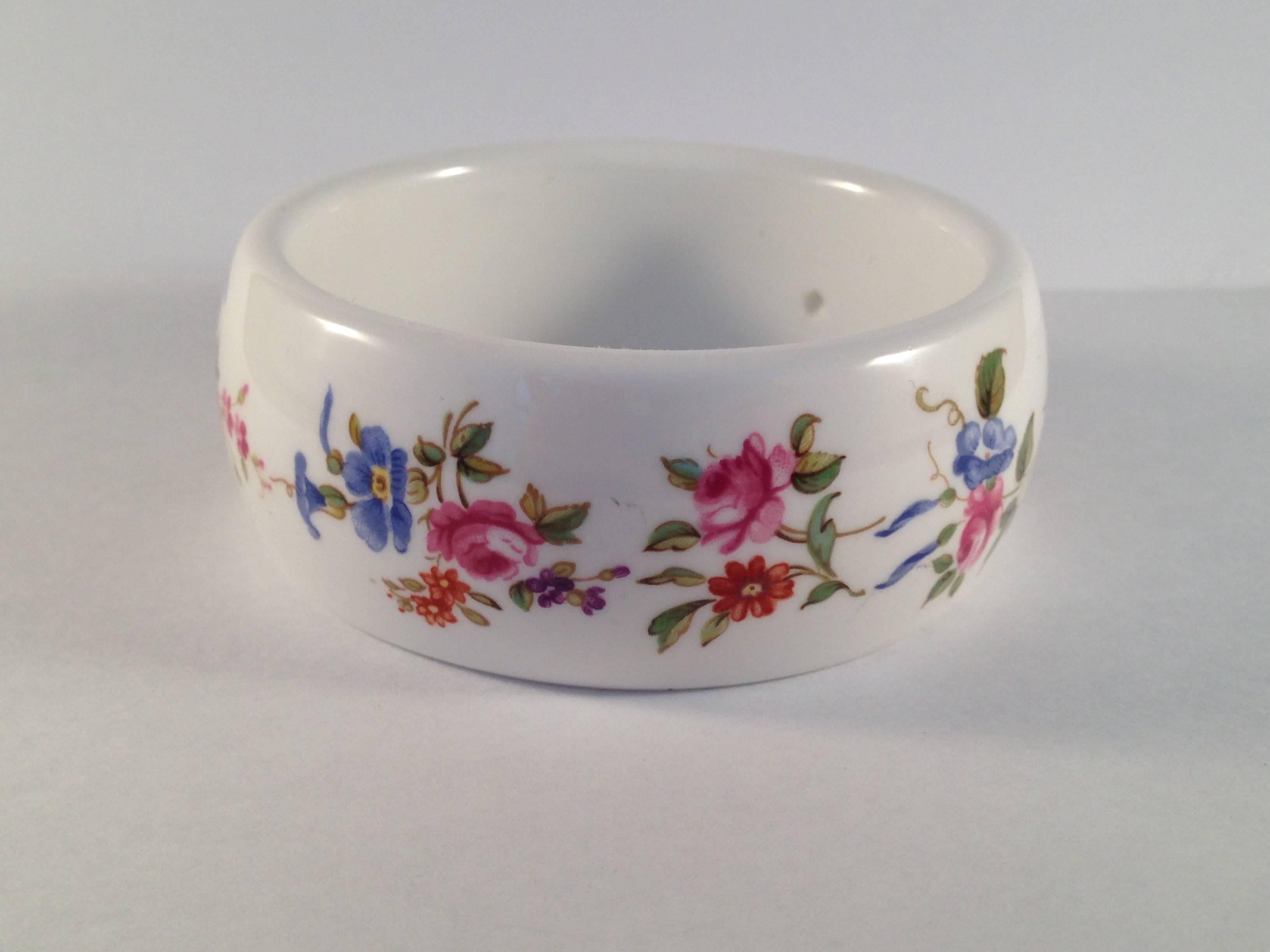1976 Kenneth Jay Lane Floral Bone China Bracelet for Royal Worcester  In Excellent Condition For Sale In Chicago, IL