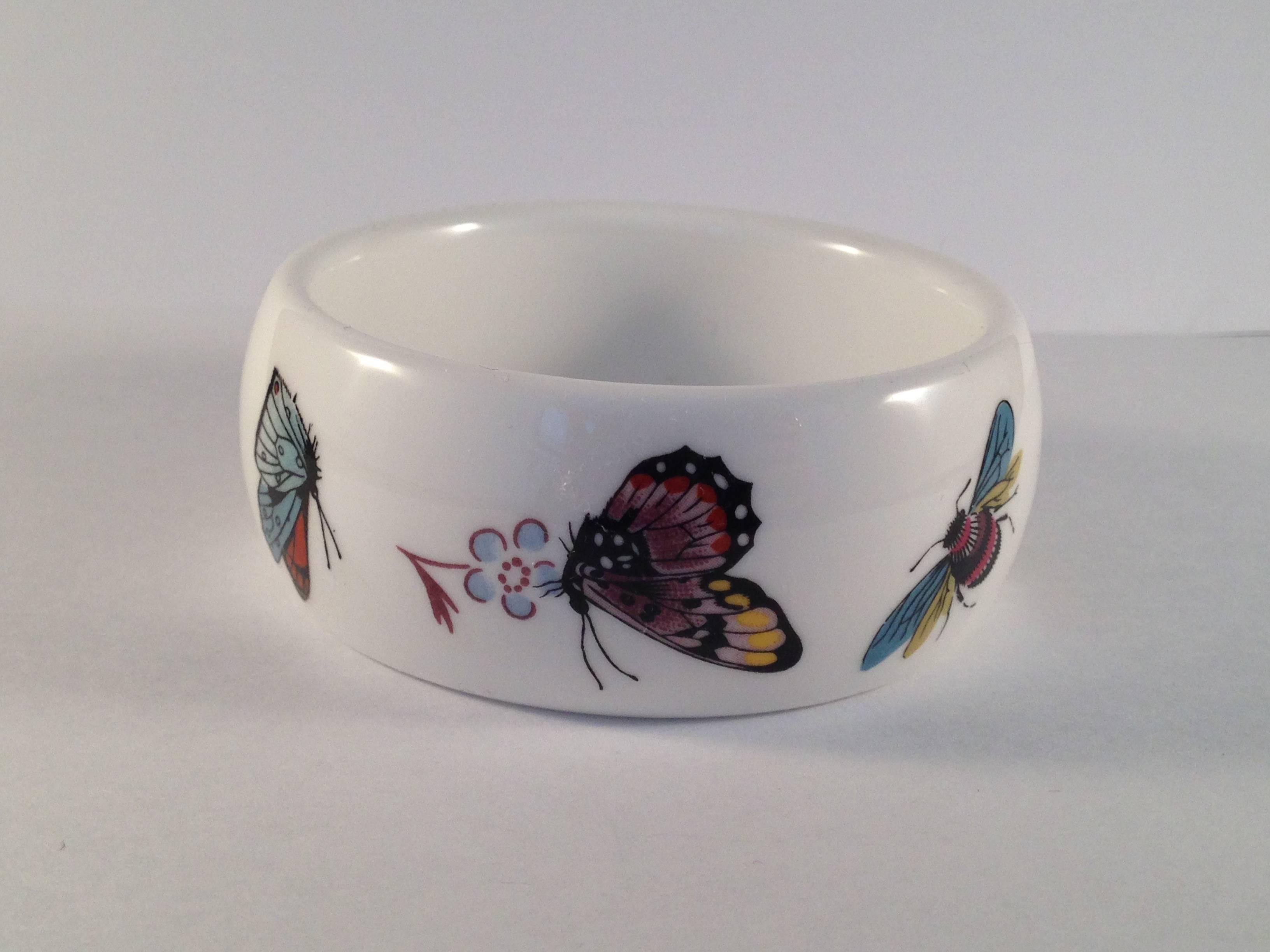 Kenneth Jay Lane 1976 Butterfly Bone China Bracelet for Royal Worchester In Excellent Condition In Chicago, IL