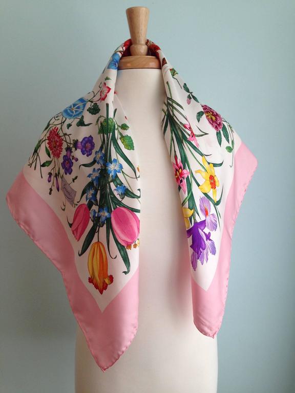 Vintage Gucci Scarf Pink Flora Pattern at 1stDibs gucci flora pattern, gucci floral print
