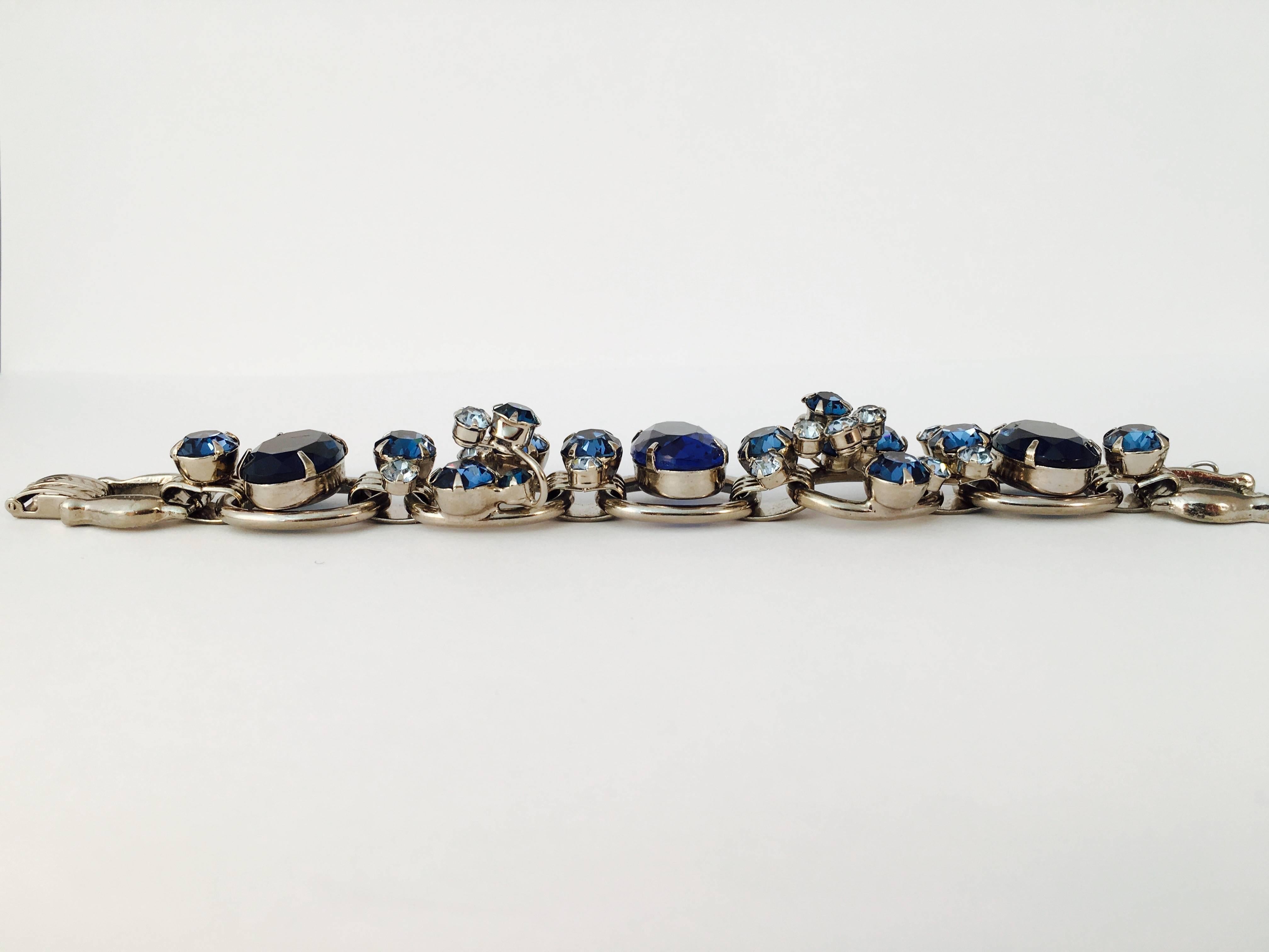 Women's 1960s Juliana Blue Rhinestone Bracelet For Sale