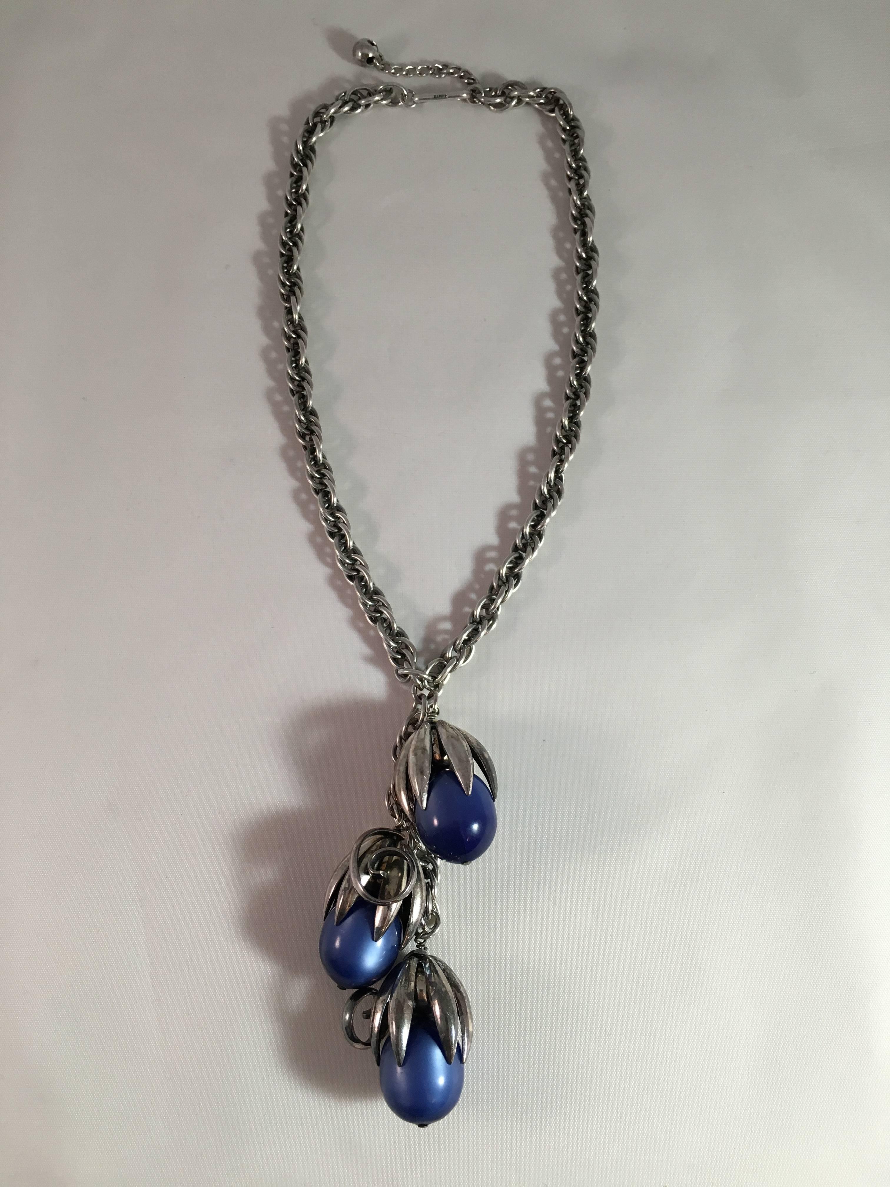 1953 Napier Blue Moonstone 'Kumquat' Necklace For Sale 2
