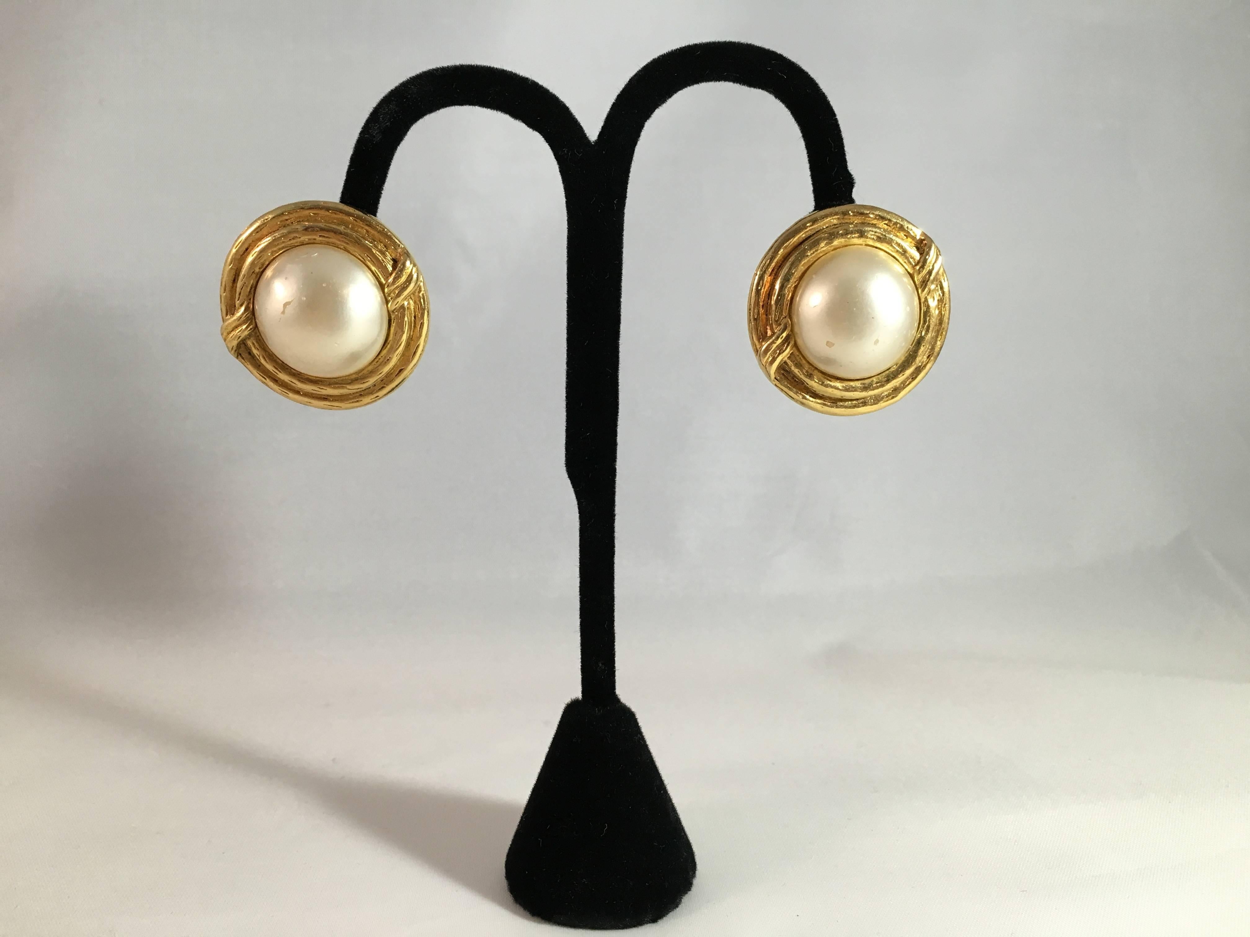 Early 1980s Chanel Faux Pearl Earrings 1