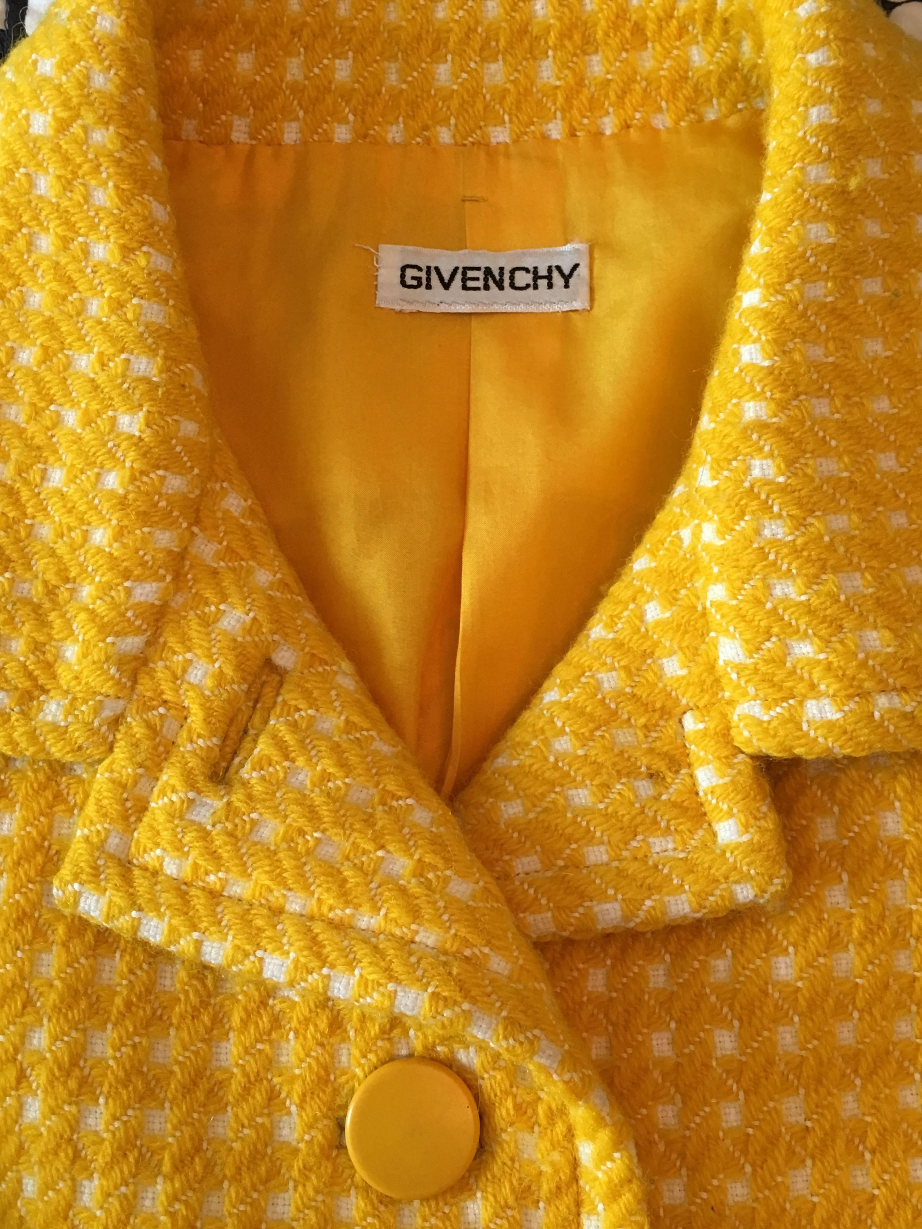 1960s Yellow Givenchy Two Piece Suit In Excellent Condition For Sale In Chicago, IL