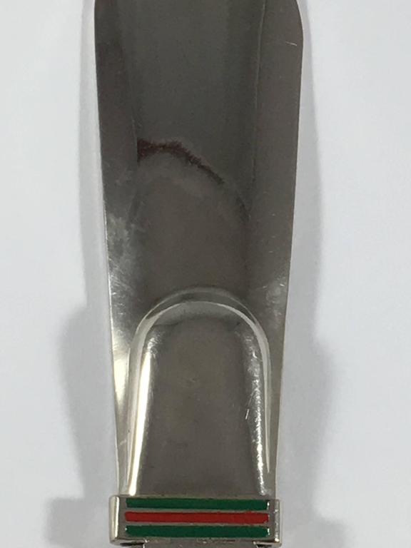 Vintage Gucci Shoe Horn with Equestrian Boots and Red and Green Enamel