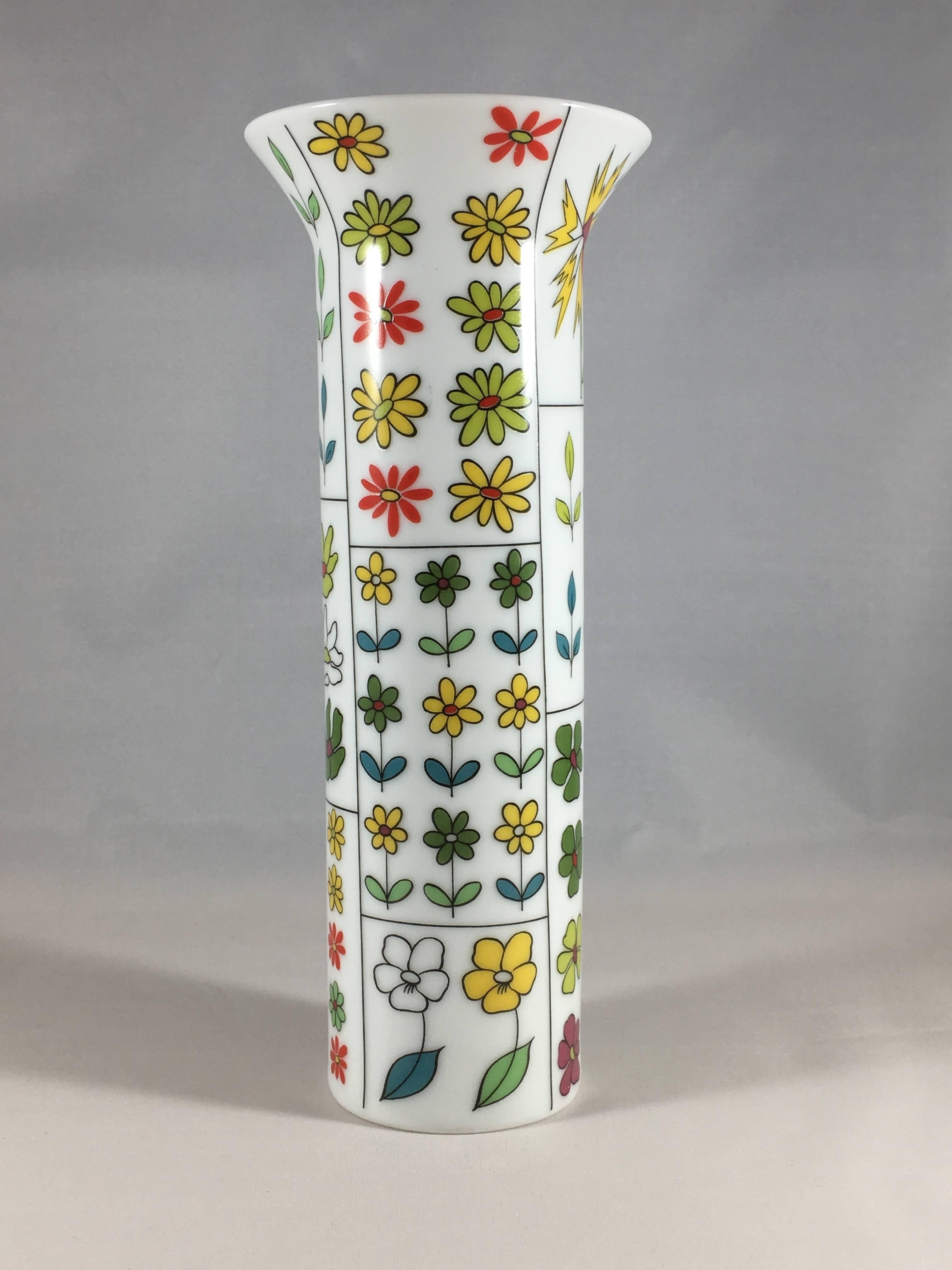 This is such a fun vase designed by Emilio Pucci for Rosenthal. It is in excellent condition and features different mod 1960s flowers. It is signed on the bottom of the vase (see image #5) and measures 7 1/2