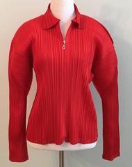 Issey Miyake Pleats Please Red Pleated Blouse