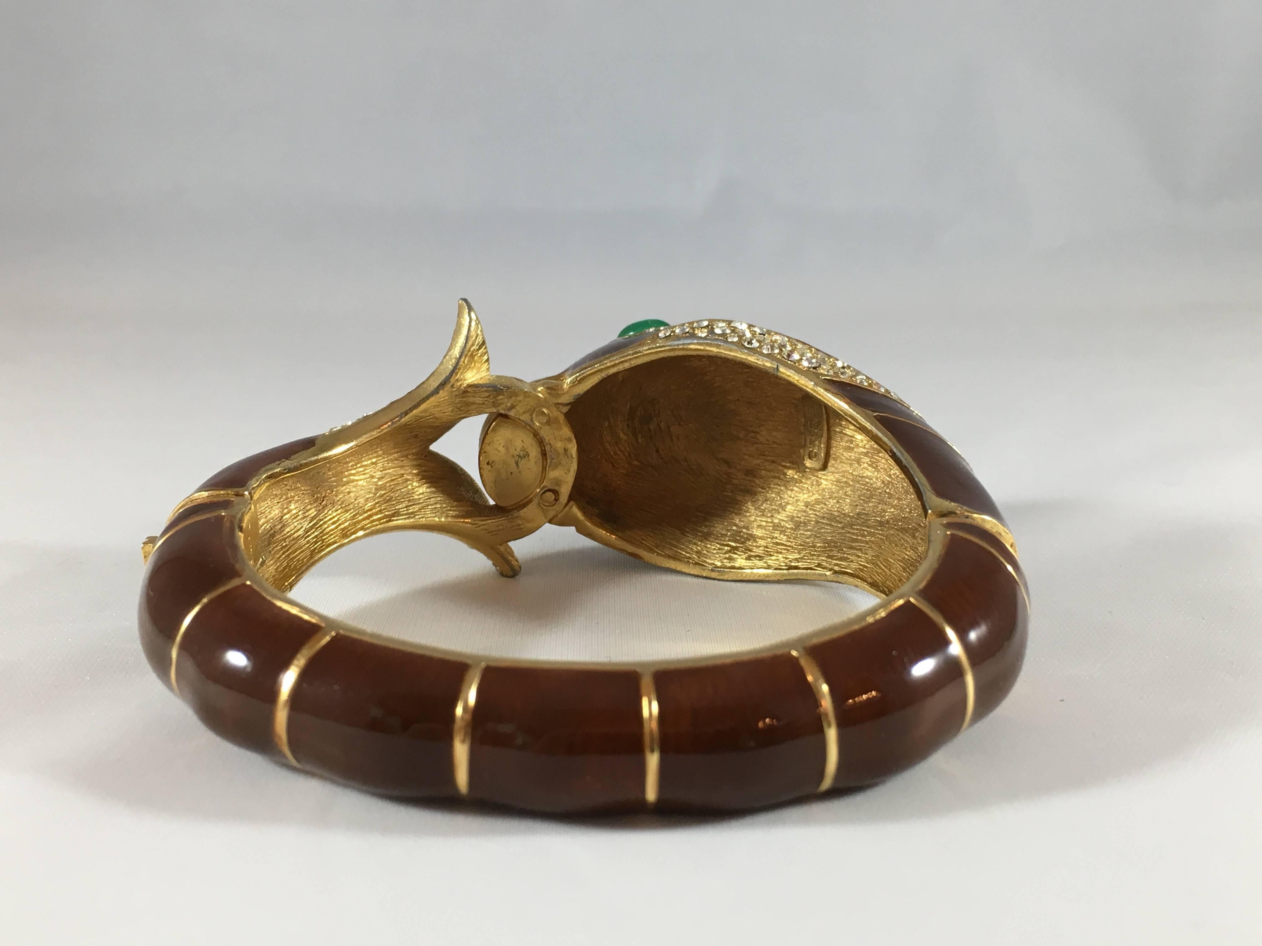 1970s Ciner Brown Enamel Dolphin Bracelet For Sale 3