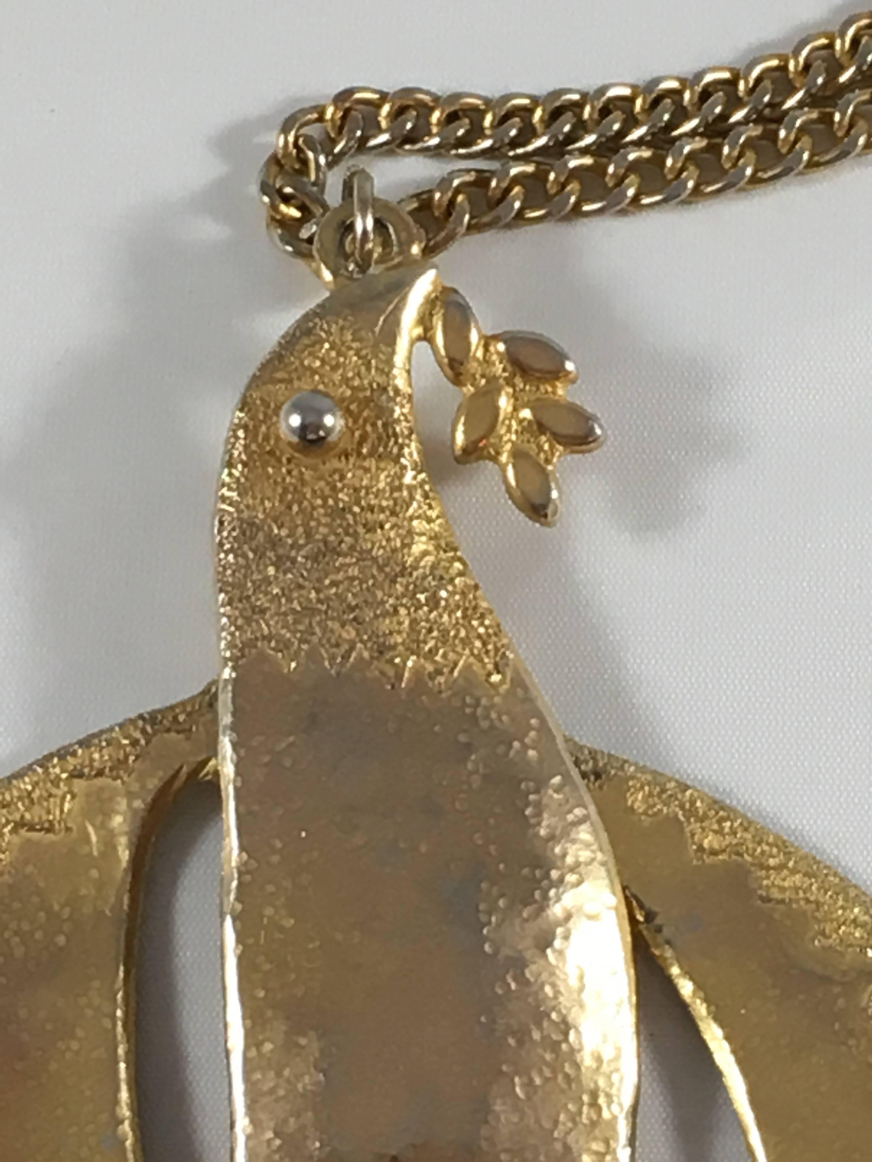 Women's 1970s Rare Kenneth Jay Lane Huge Dove Pendant Necklace For Sale
