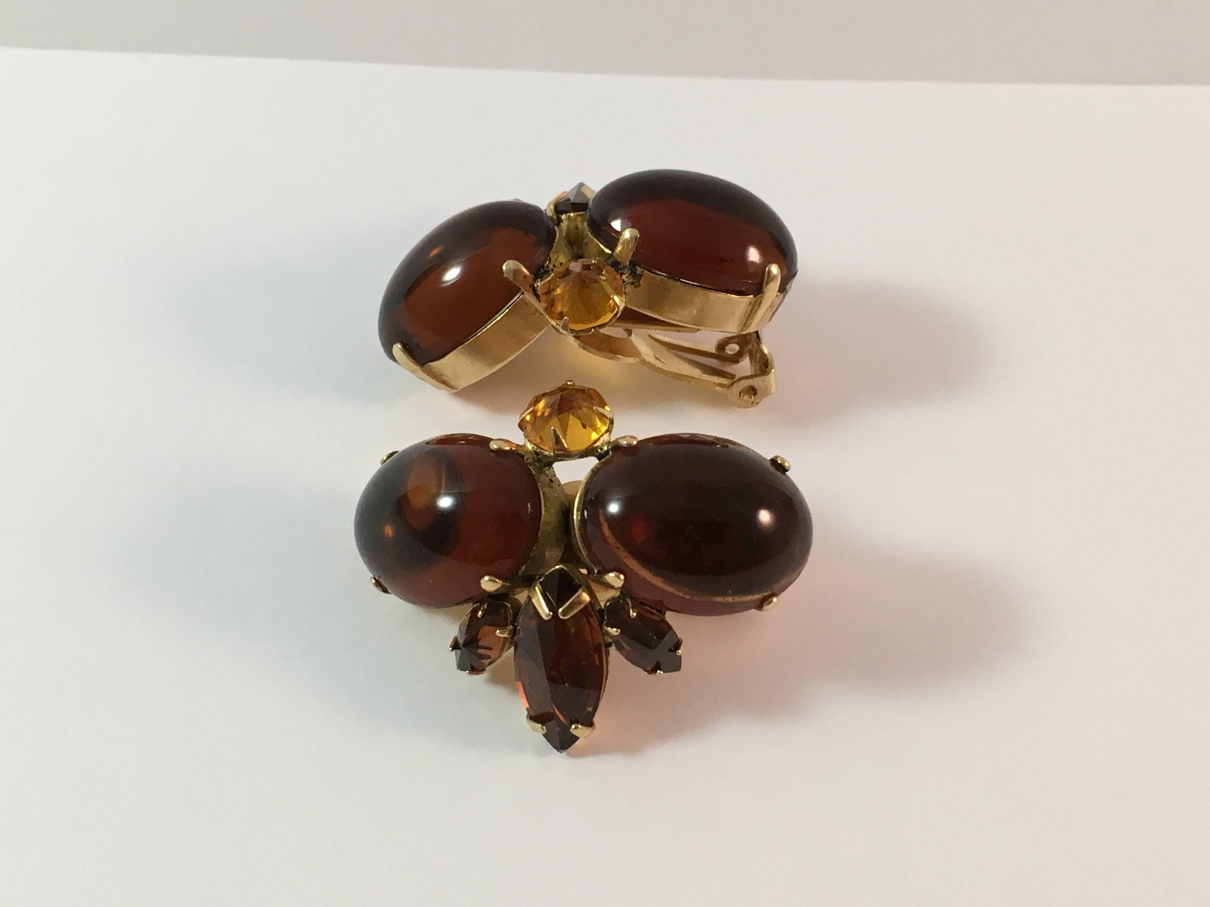 1950s Schreiner Crystal Earrings In Excellent Condition In Chicago, IL