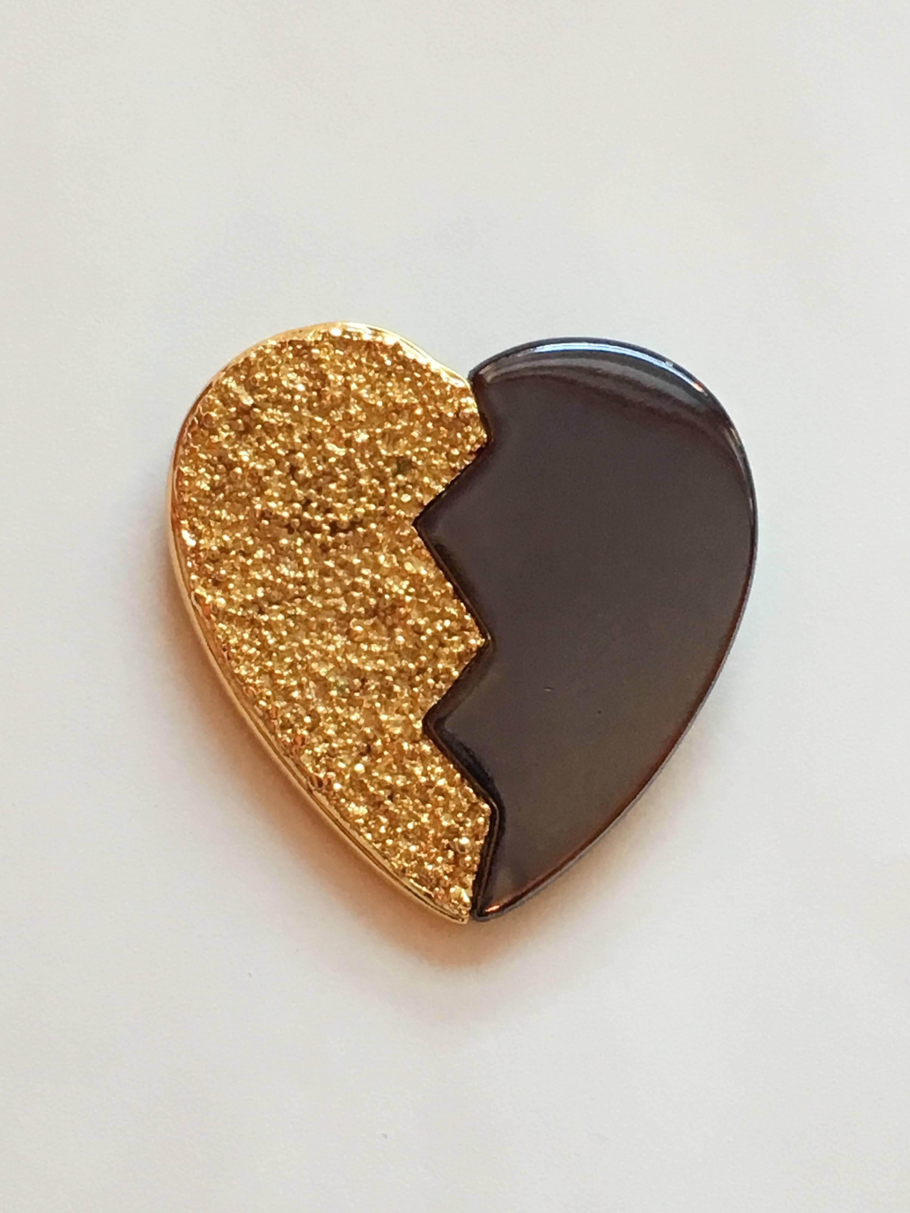 1980s Yves Saint Laurent Broken Heart Brooch In Excellent Condition In Chicago, IL
