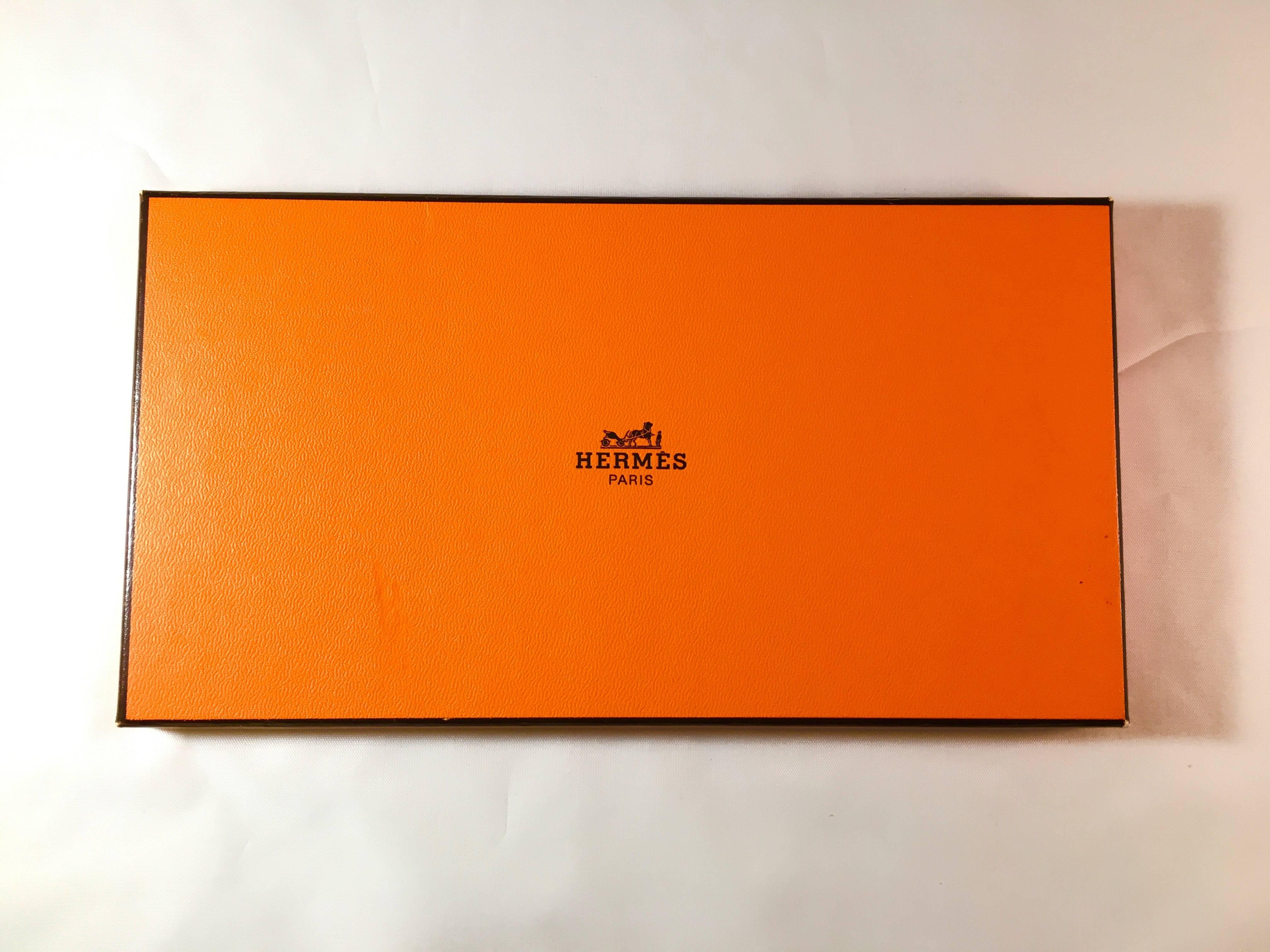 Red Hermes Orange Leather Bookmark in Original Box