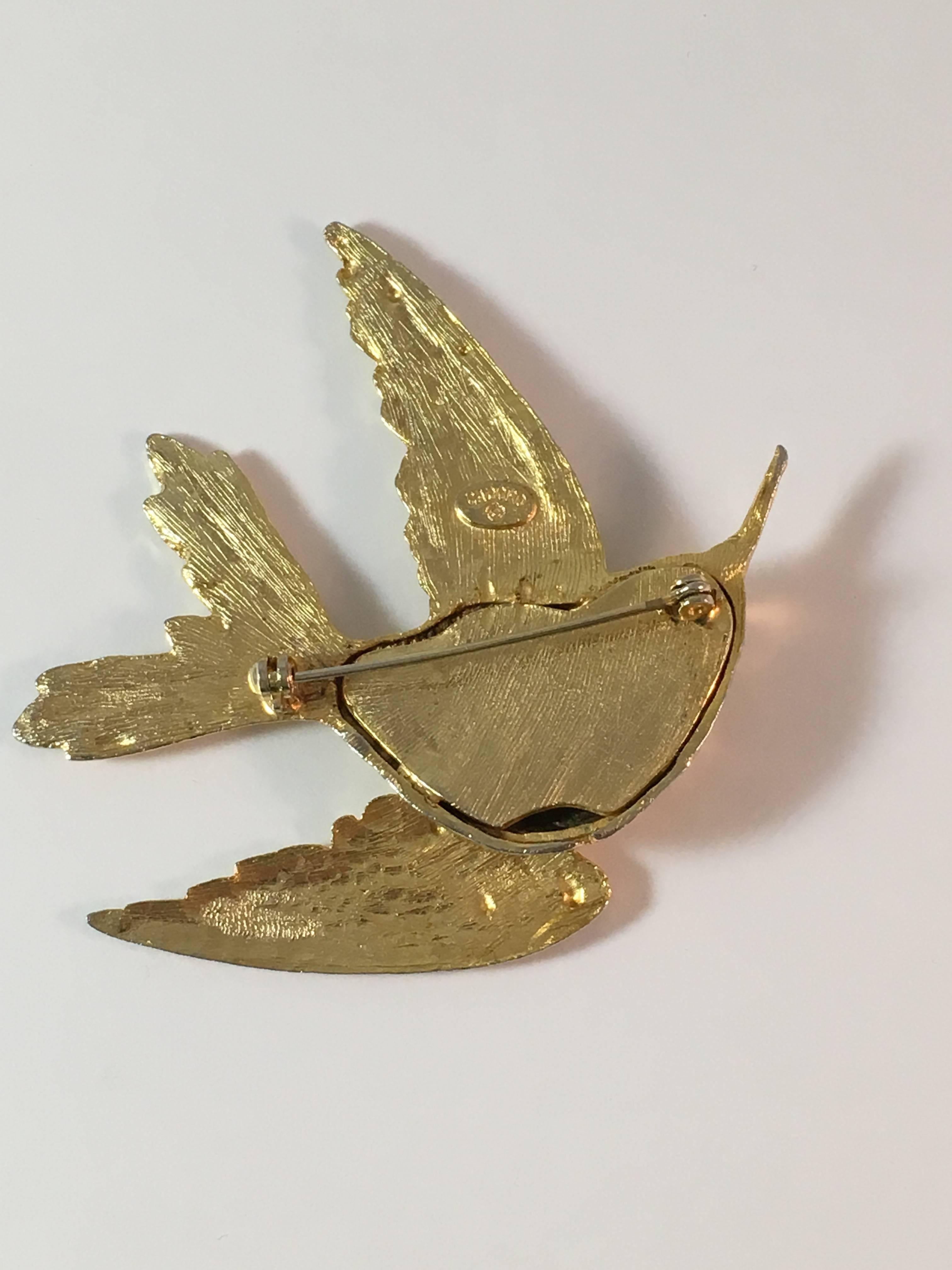 1950s Cadoro Hummingbird Brooch In Excellent Condition For Sale In Chicago, IL