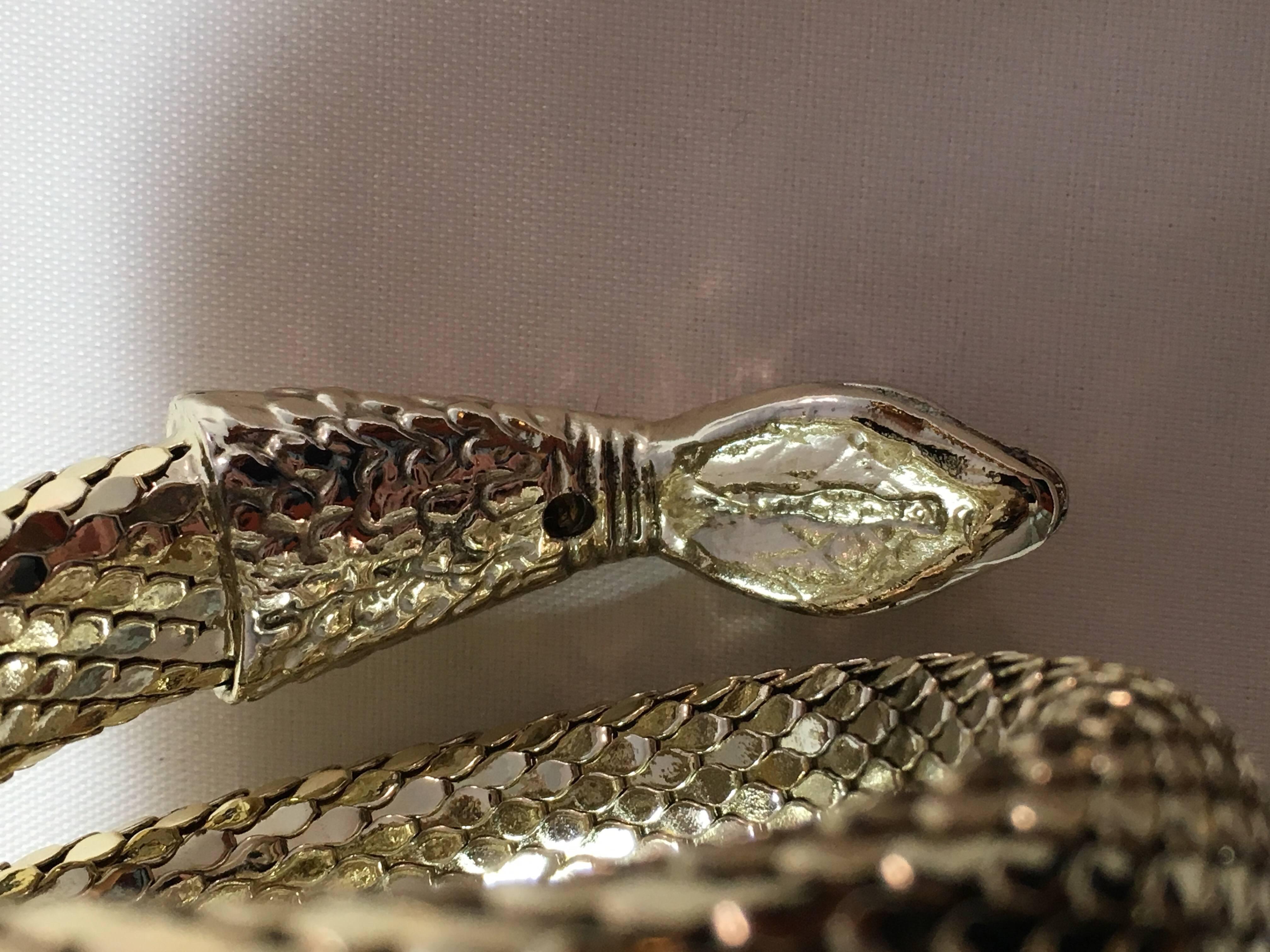 1970s Whiting and Davis Mesh Snake Bracelet In Excellent Condition In Chicago, IL