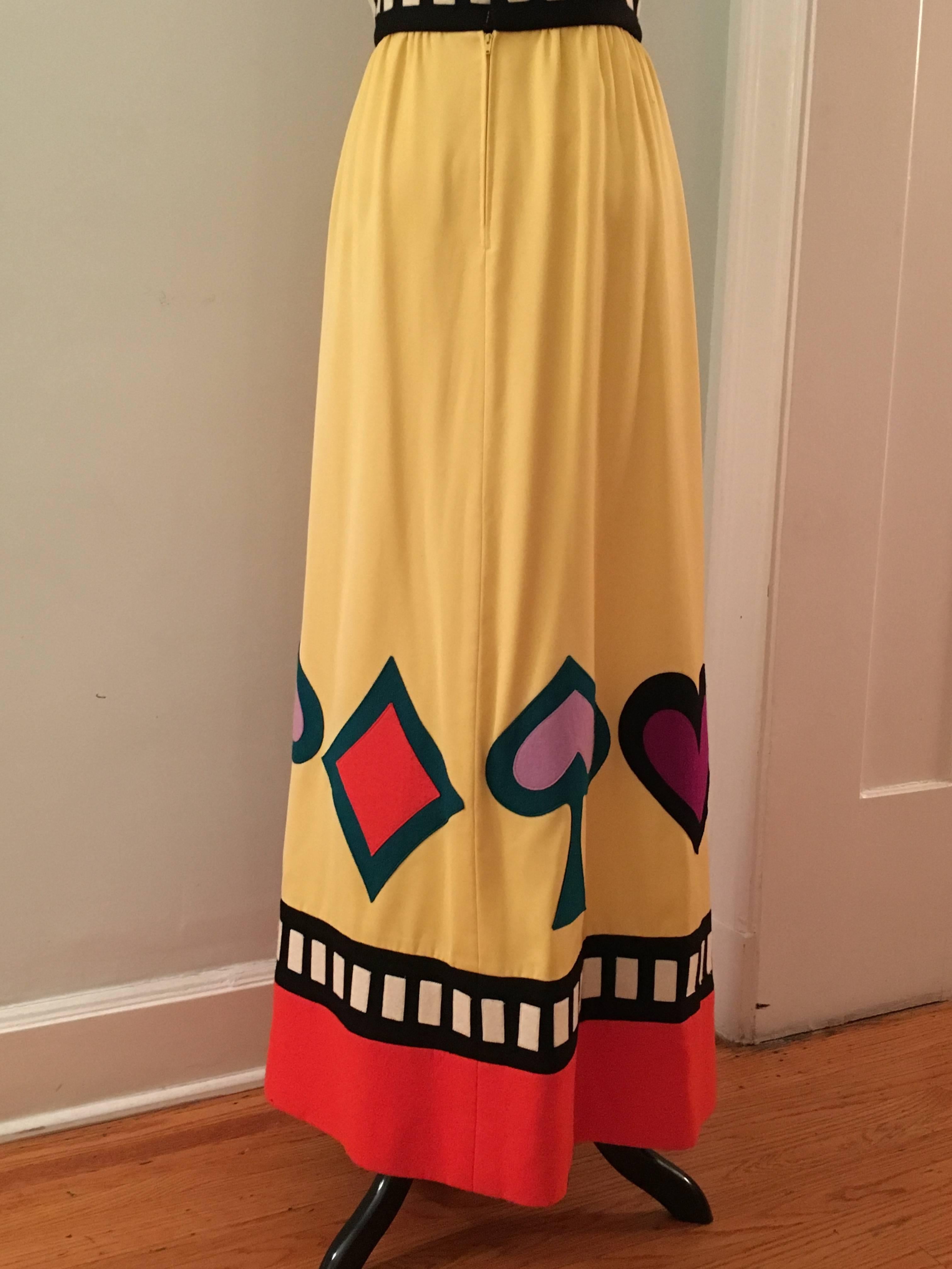 Rizkallah for Malcolm Starr 1970s Felted Maxi Skirt with Playing Card Suits In Excellent Condition For Sale In Chicago, IL