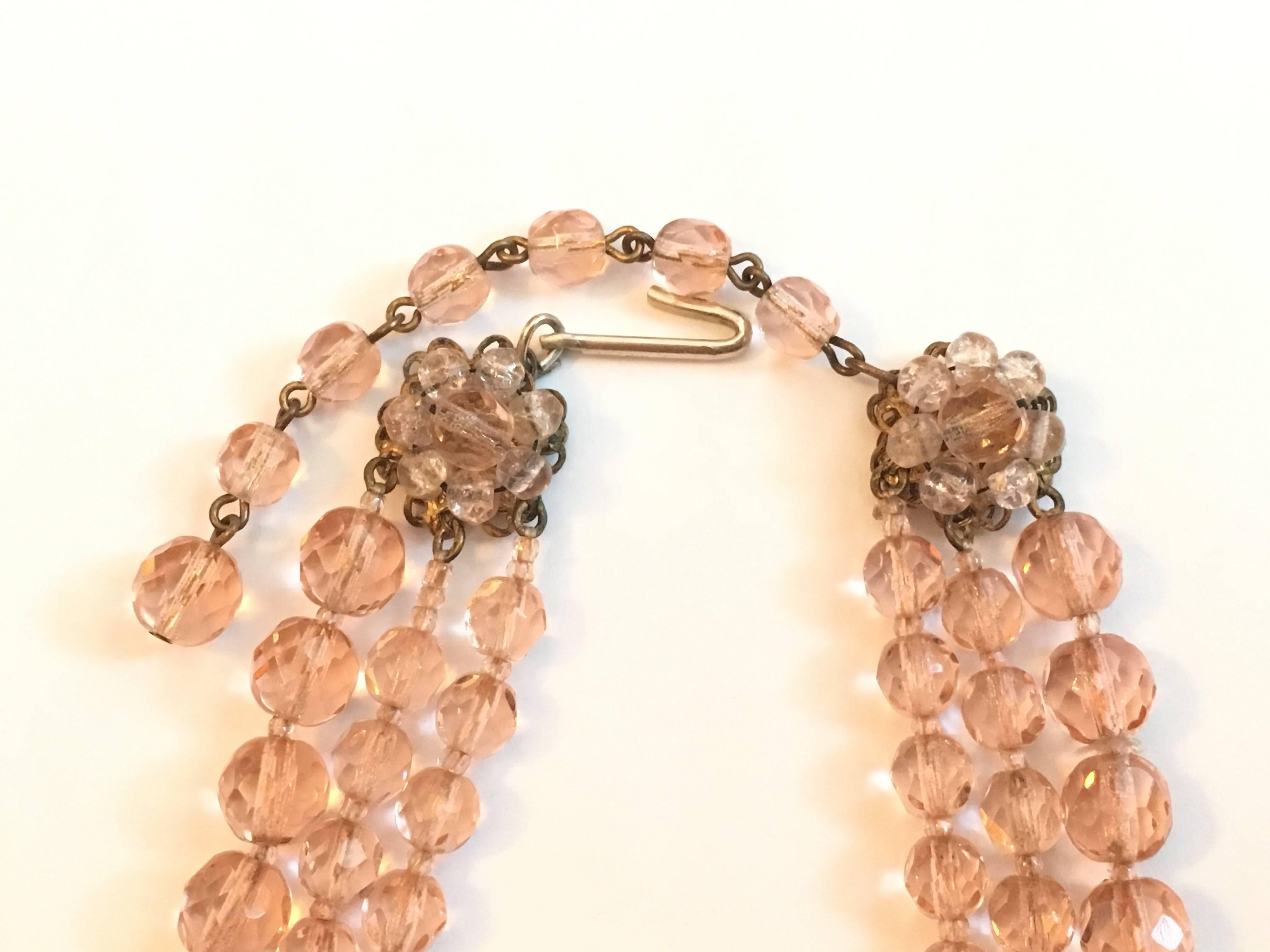 Miriam Haskell 1950s Pink Floral Choker Necklace 2
