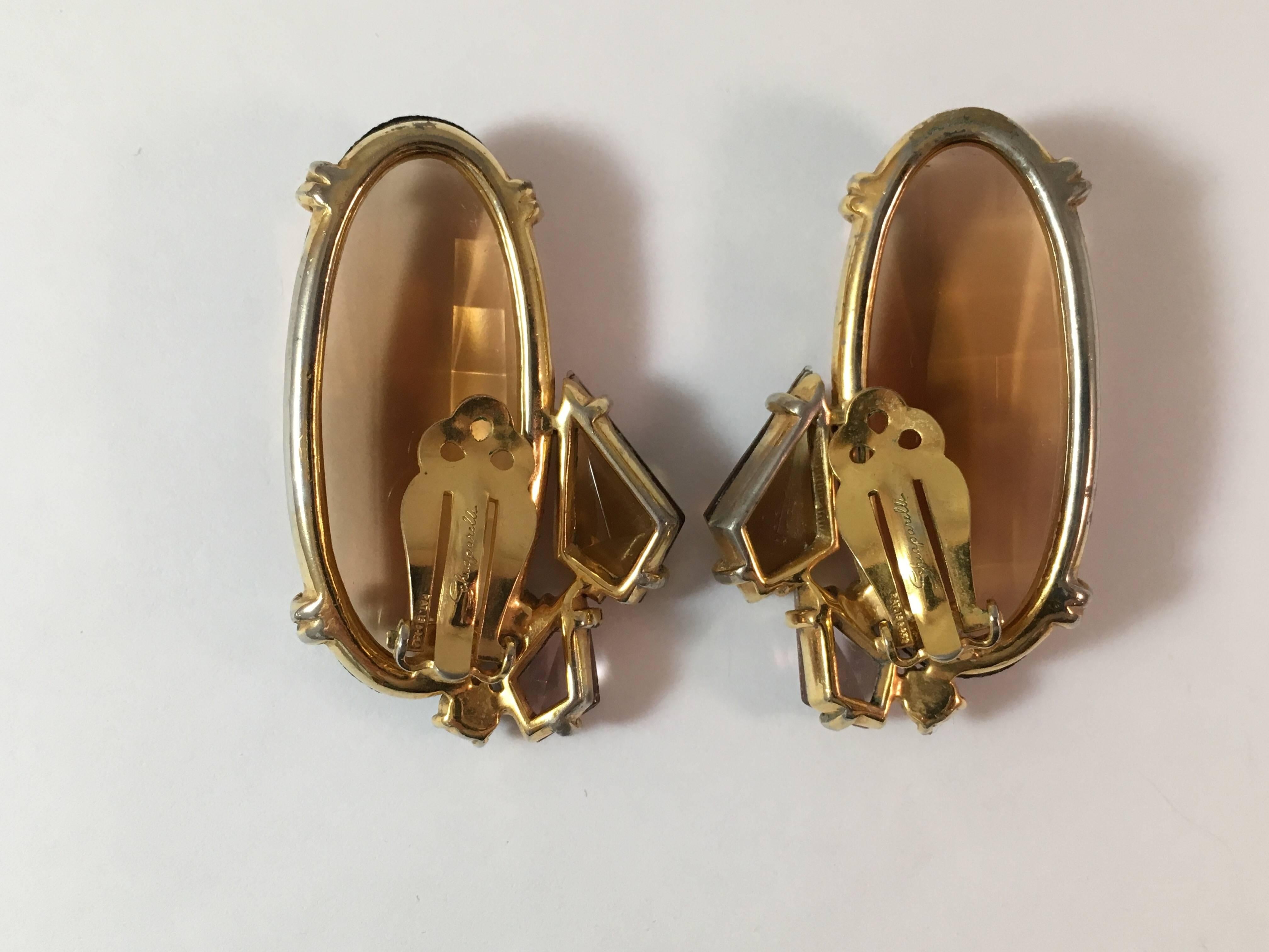 Women's 1940s Schiaparelli Huge Topaz Earrings