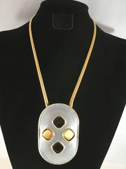 Pierre Cardin 1960s Reversible Disk Pendant Necklace