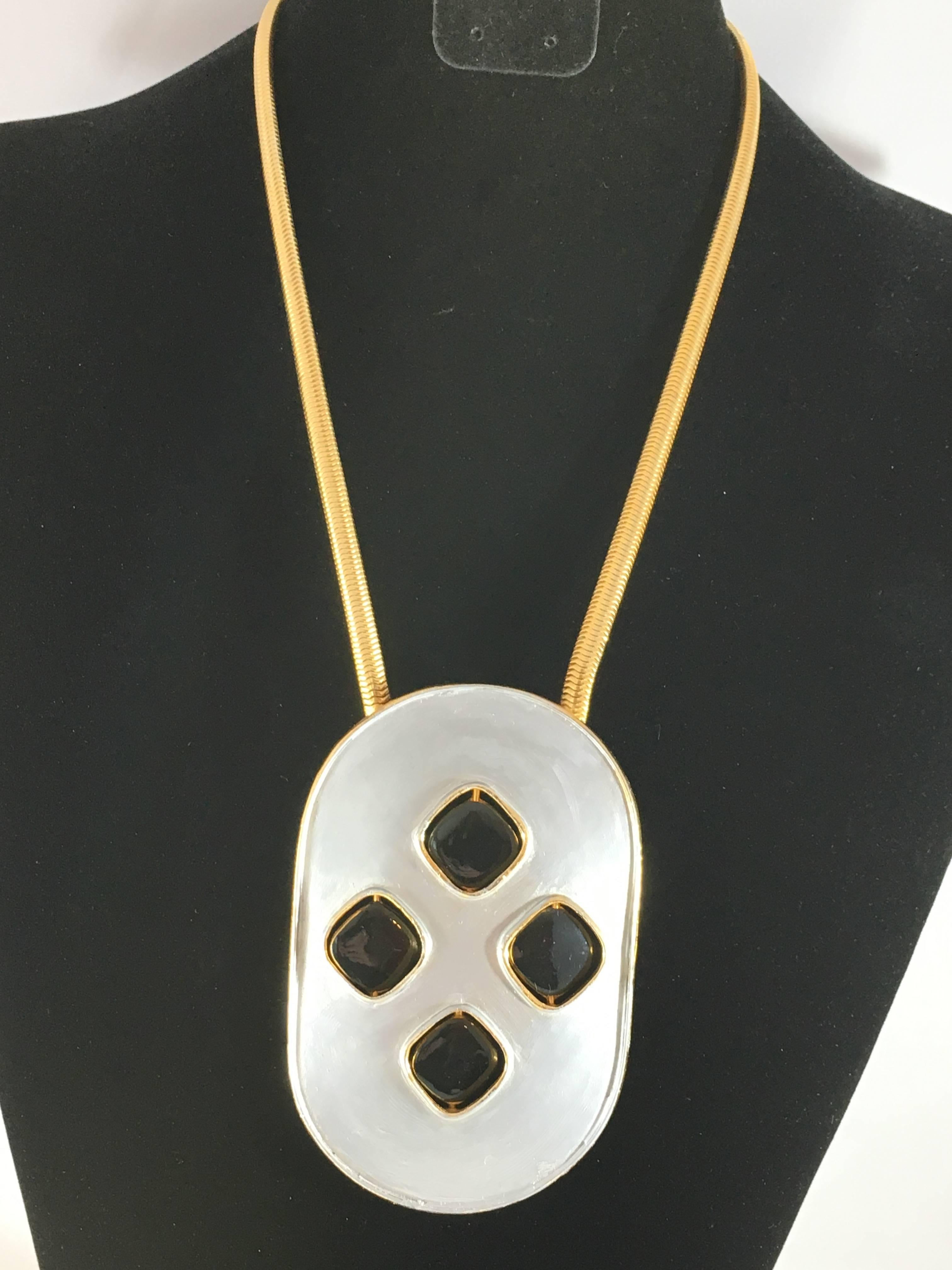 Modern Pierre Cardin 1960s Reversible Disk Pendant Necklace For Sale