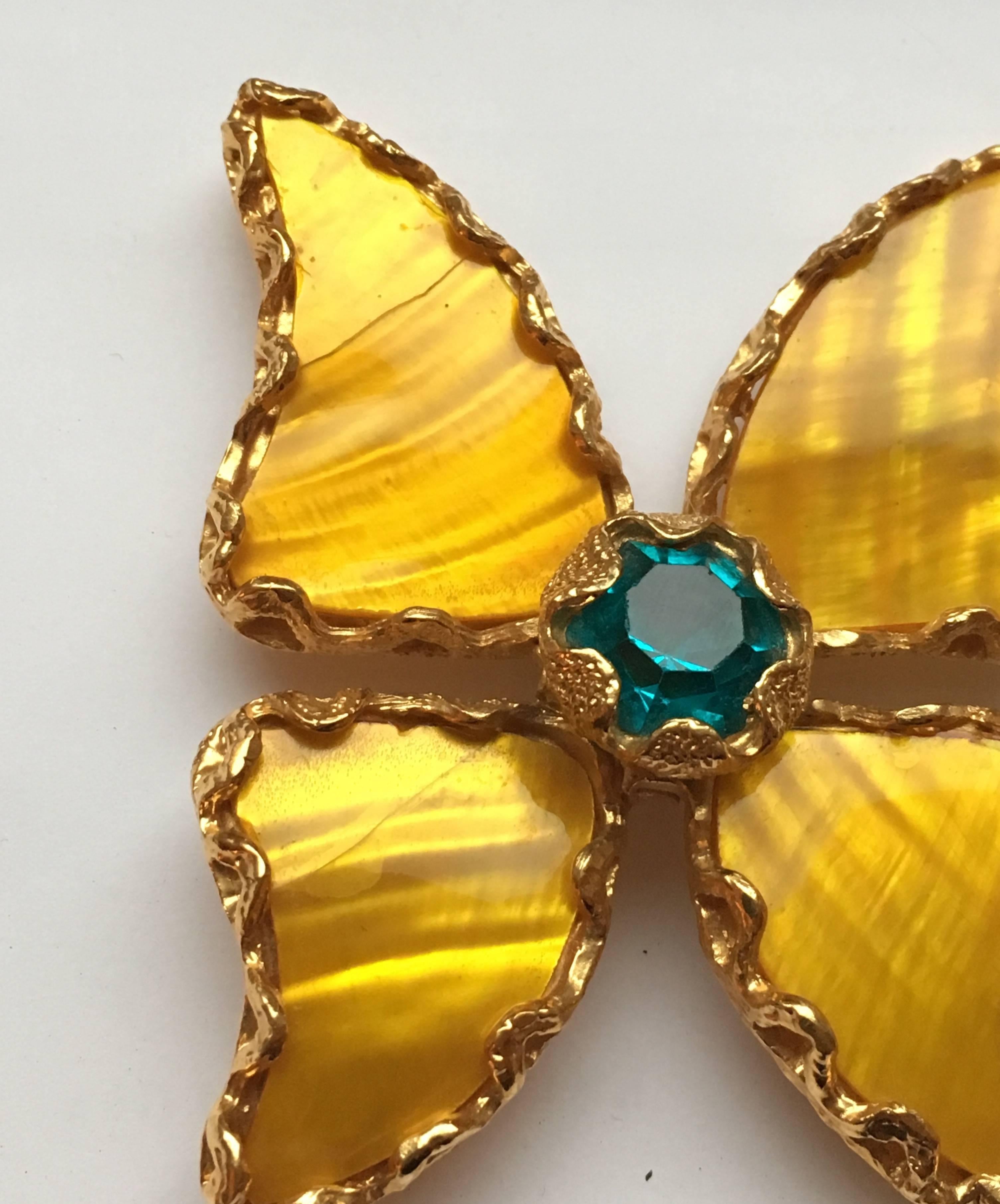 1980s Yves Saint Laurent Rive Gauche Butterfly Brooch In Good Condition In Chicago, IL
