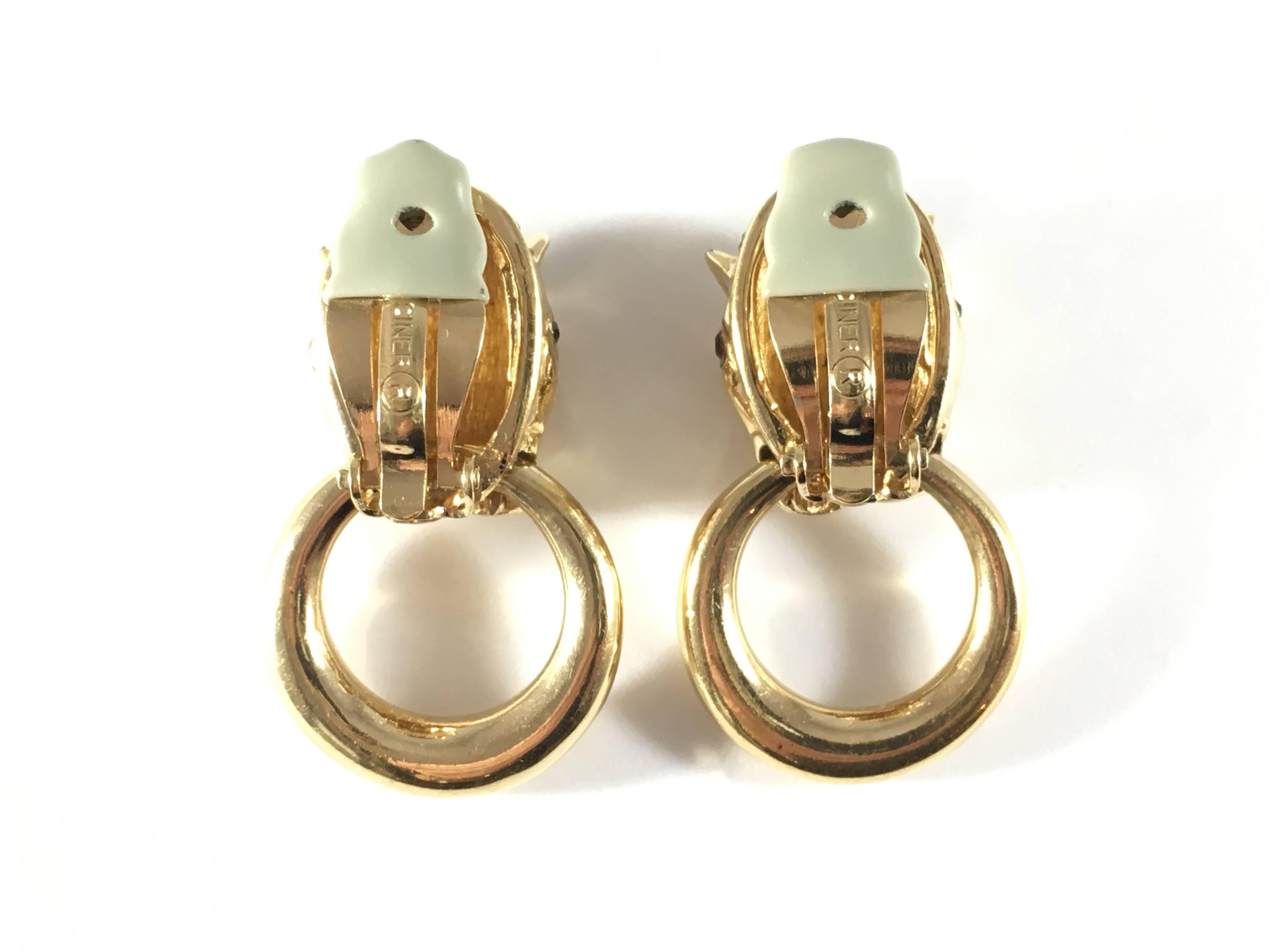 Ciner Leopard Panther Clip-On Earrings In Excellent Condition In Chicago, IL
