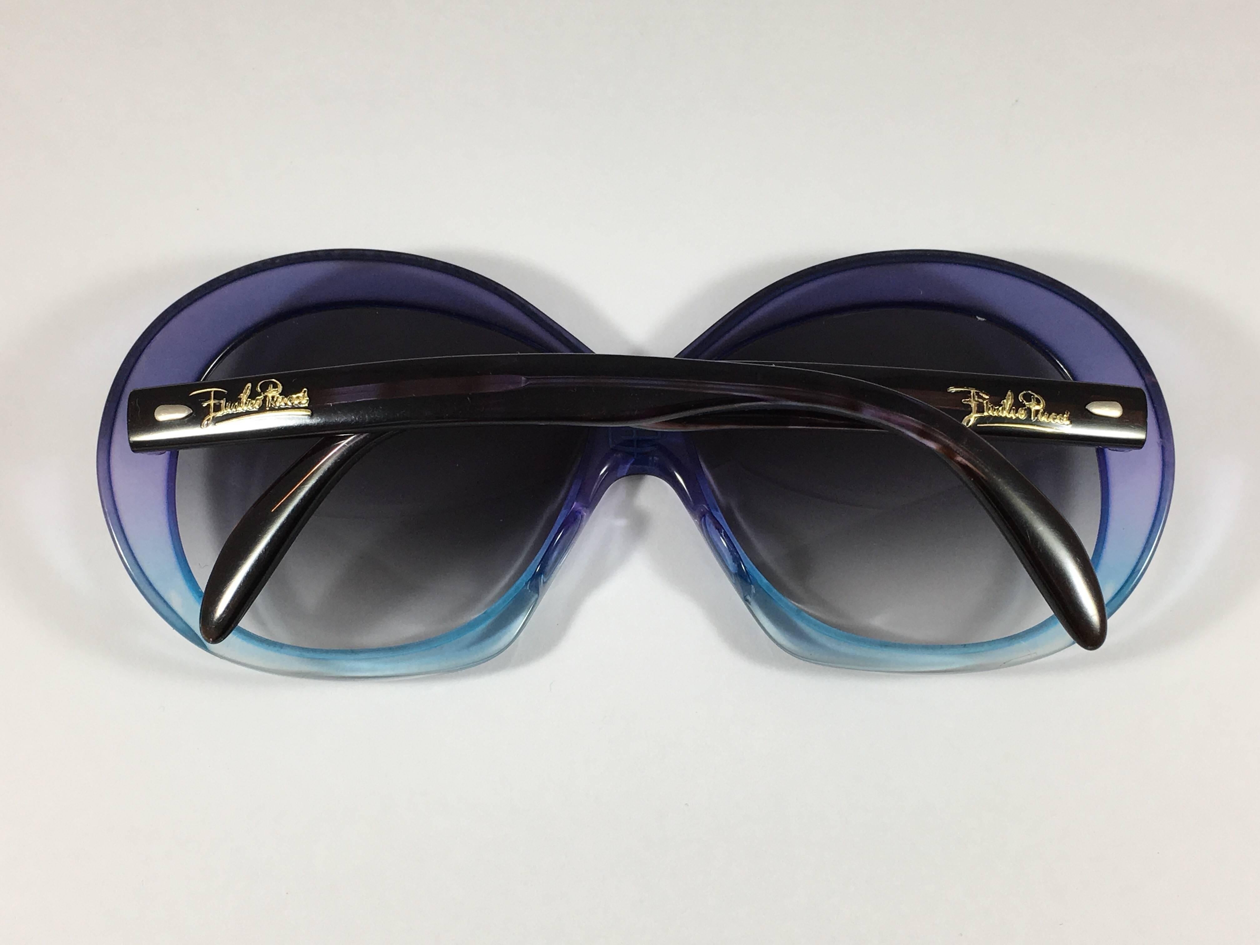 Black 1970s Emilio Pucci Blue Sunglasses