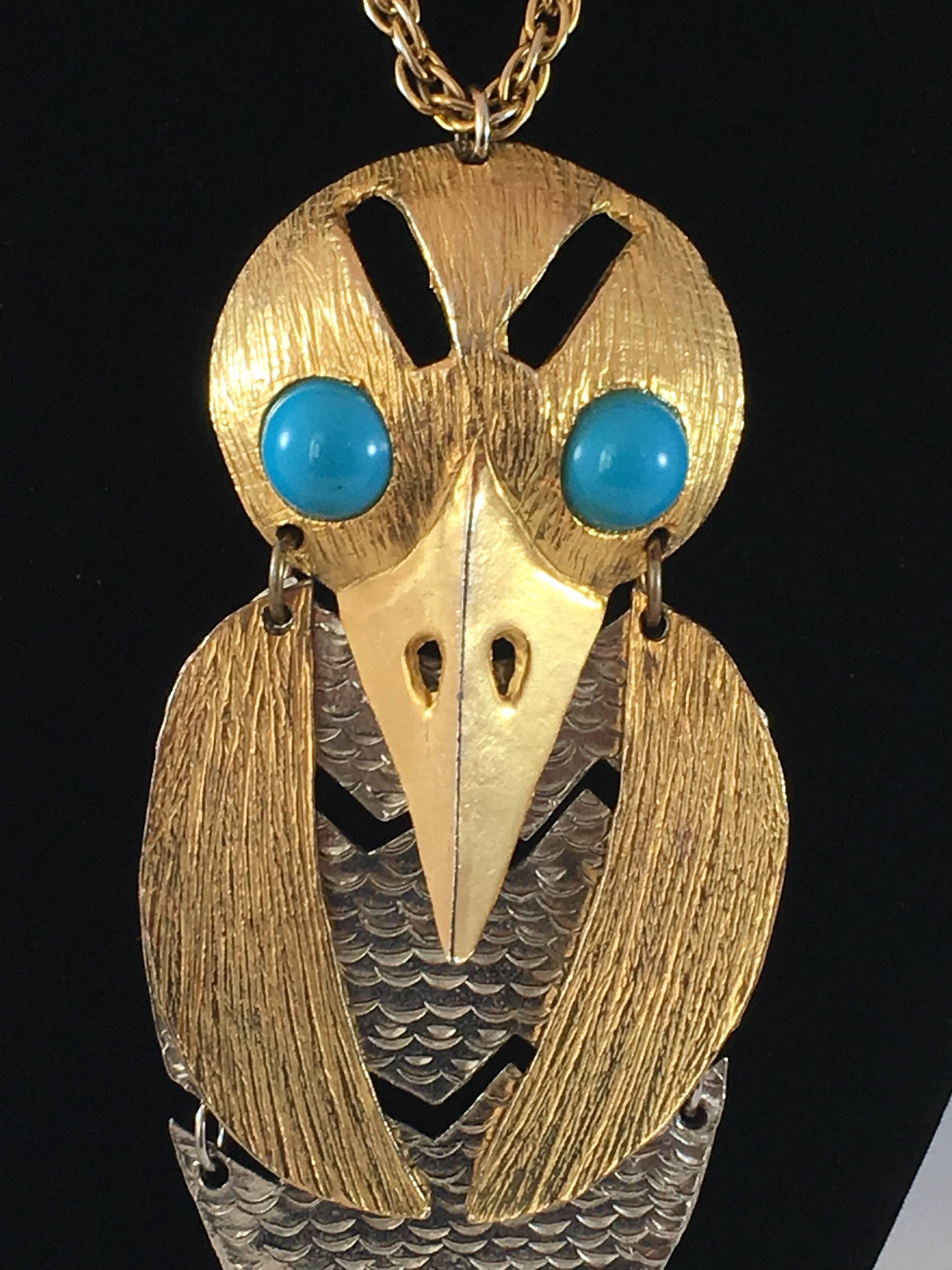 1970s Huge Kenneth Jay Lane Bird Pendant Necklace 1