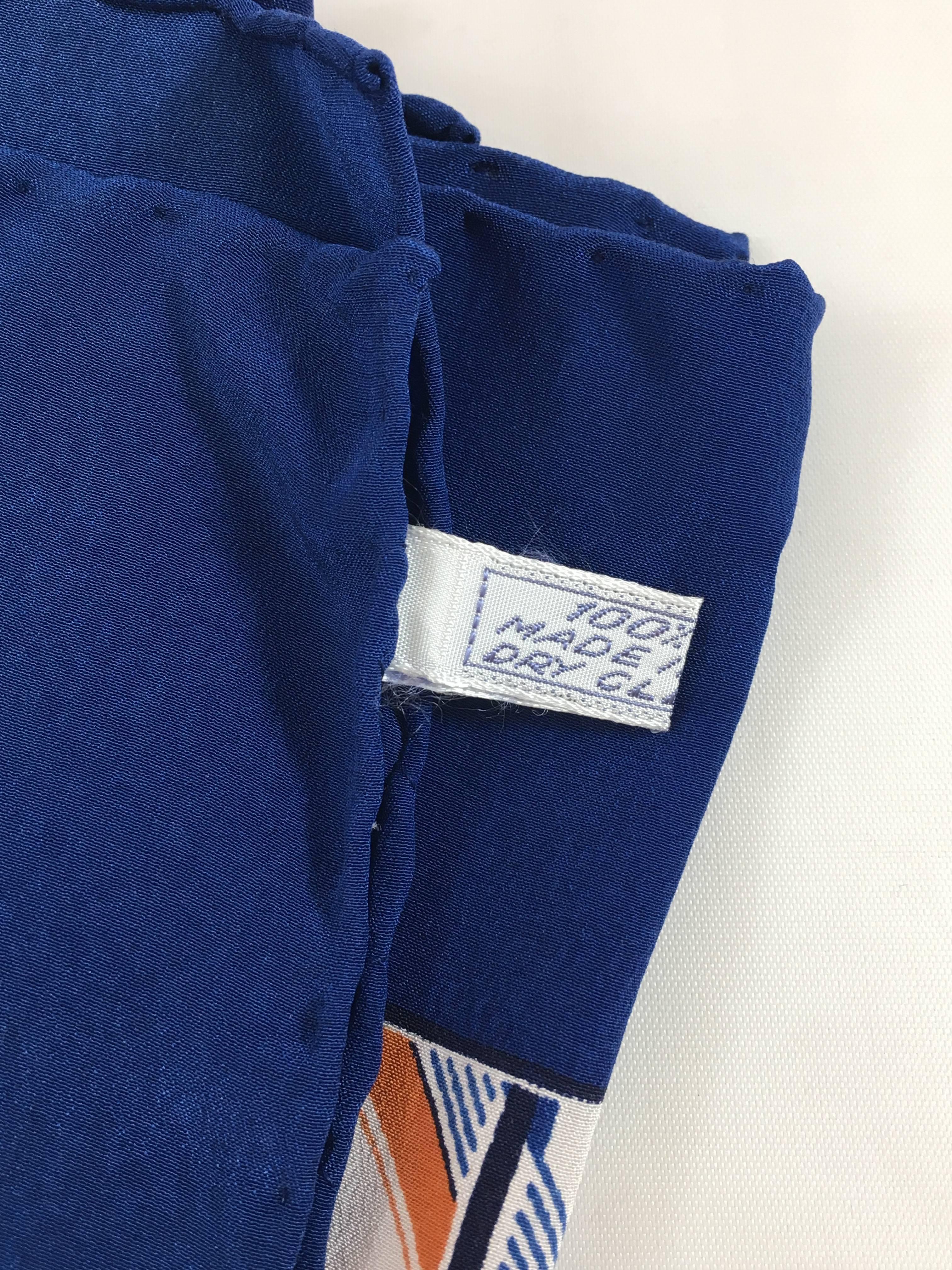 1970s Gucci Zebra Scarf Navy, White and Orange 4