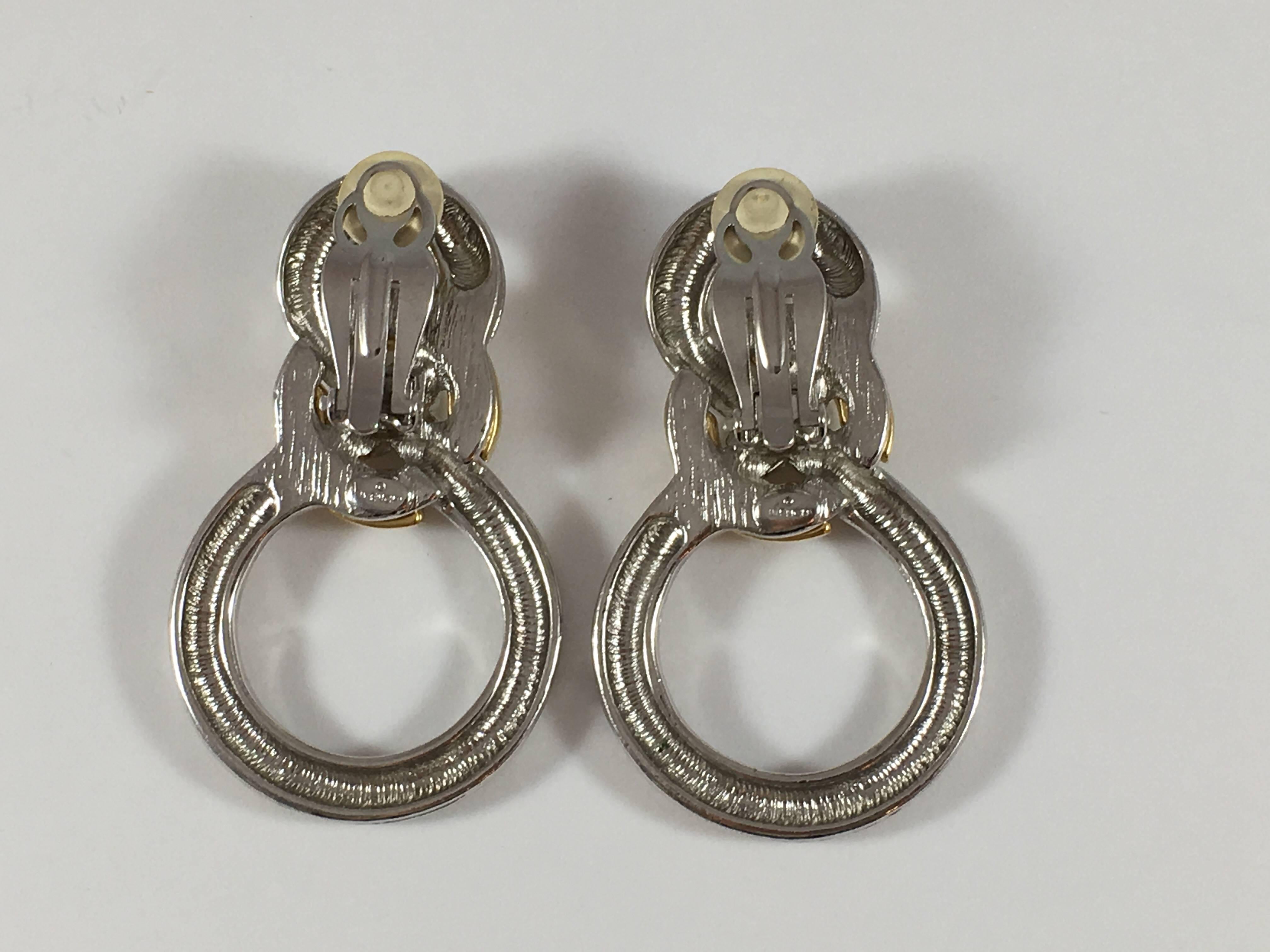 Women's Givenchy Large 1980s  Earrings in Silver and Gold For Sale