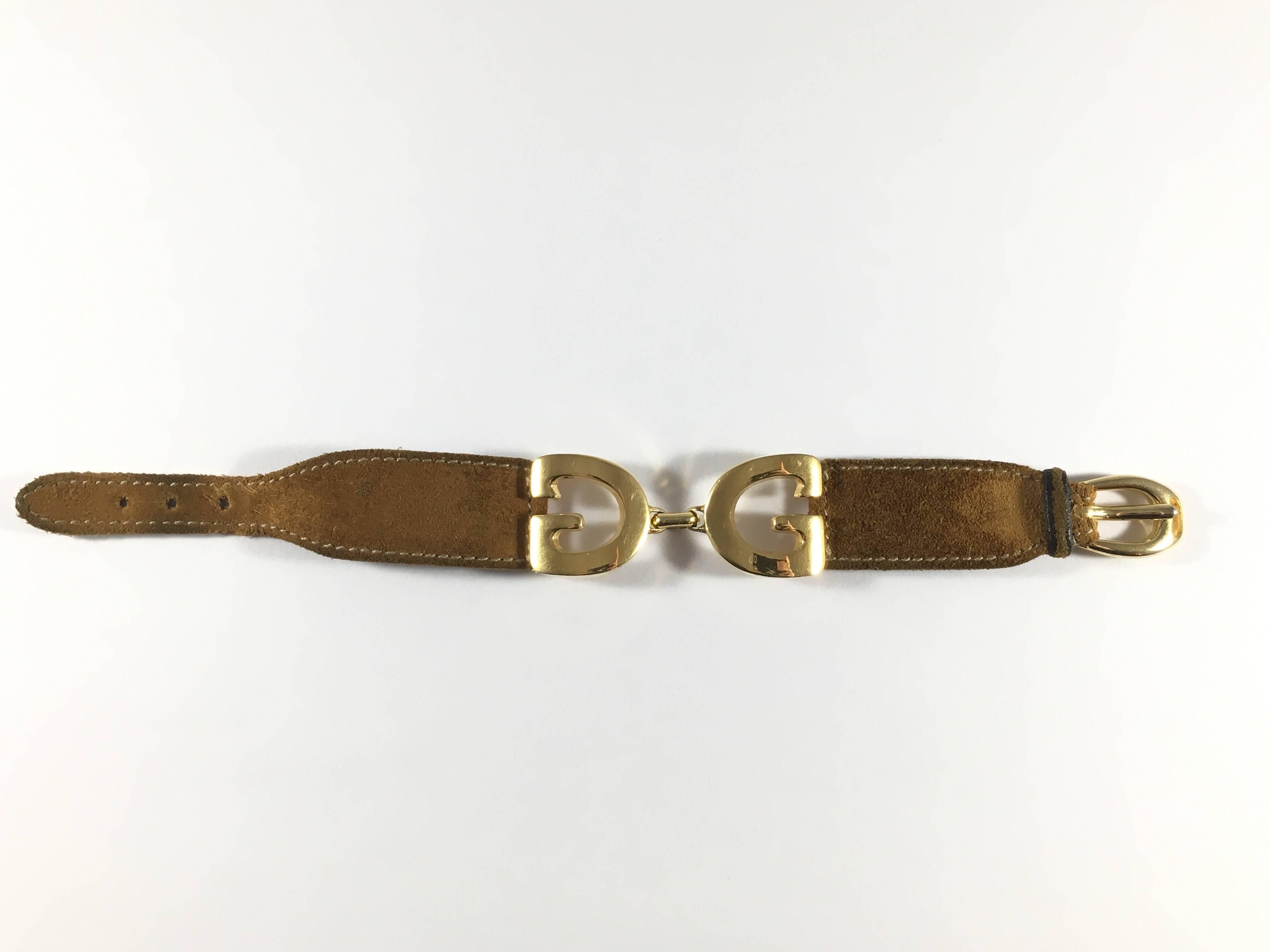 1970s Gucci Suede Logo Bracelet in Original Box 3