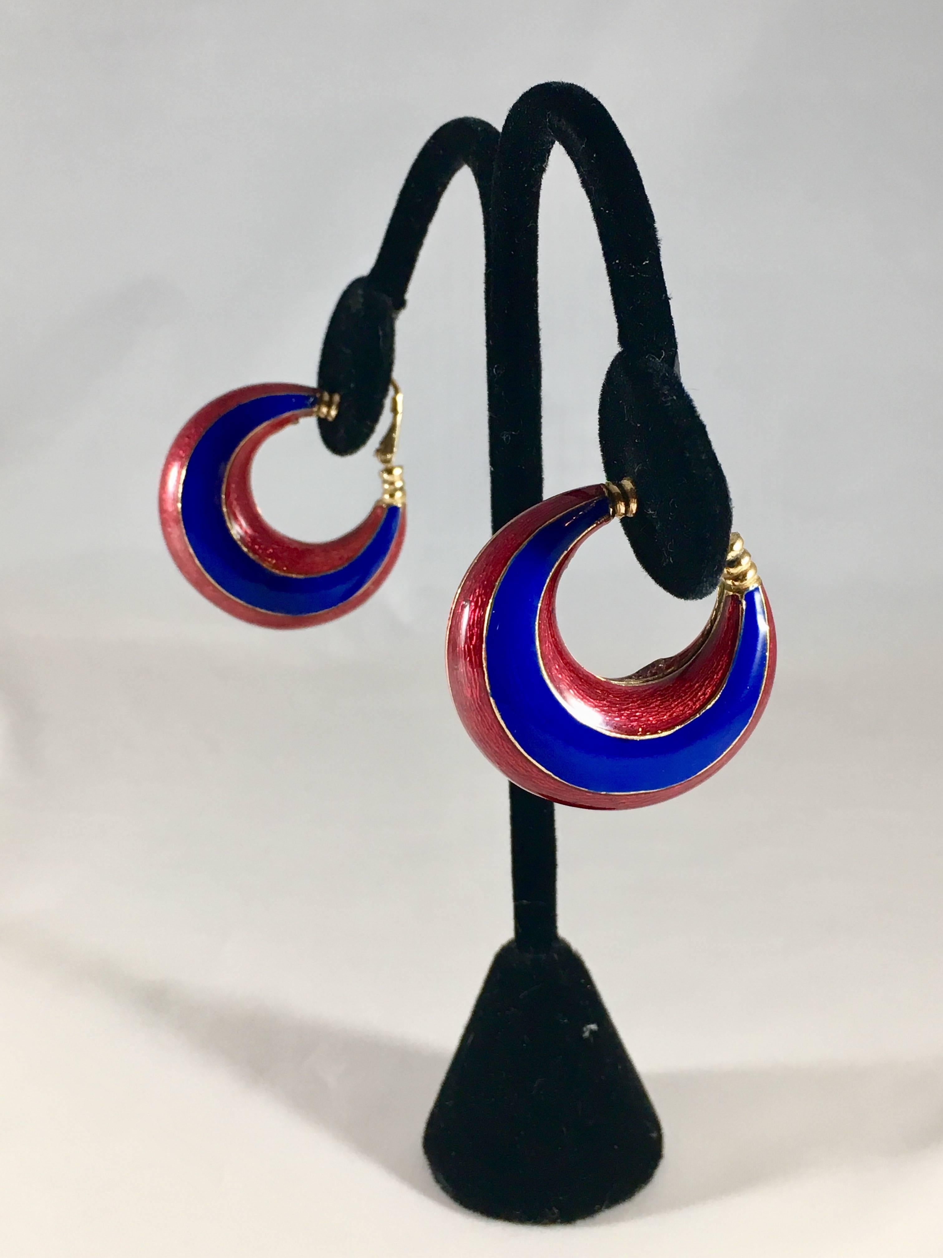 red enamel hoop earrings