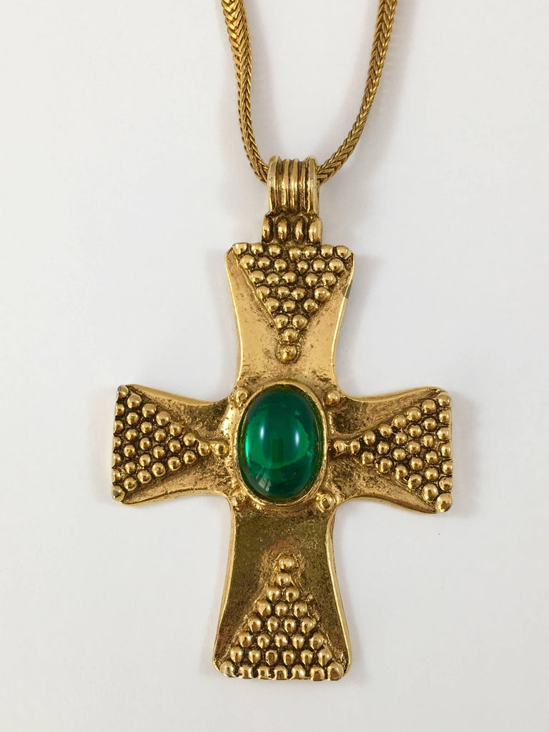 Yves Saint Laurent YSL Cross Pendant Necklace 1970s at 1stDibs saint