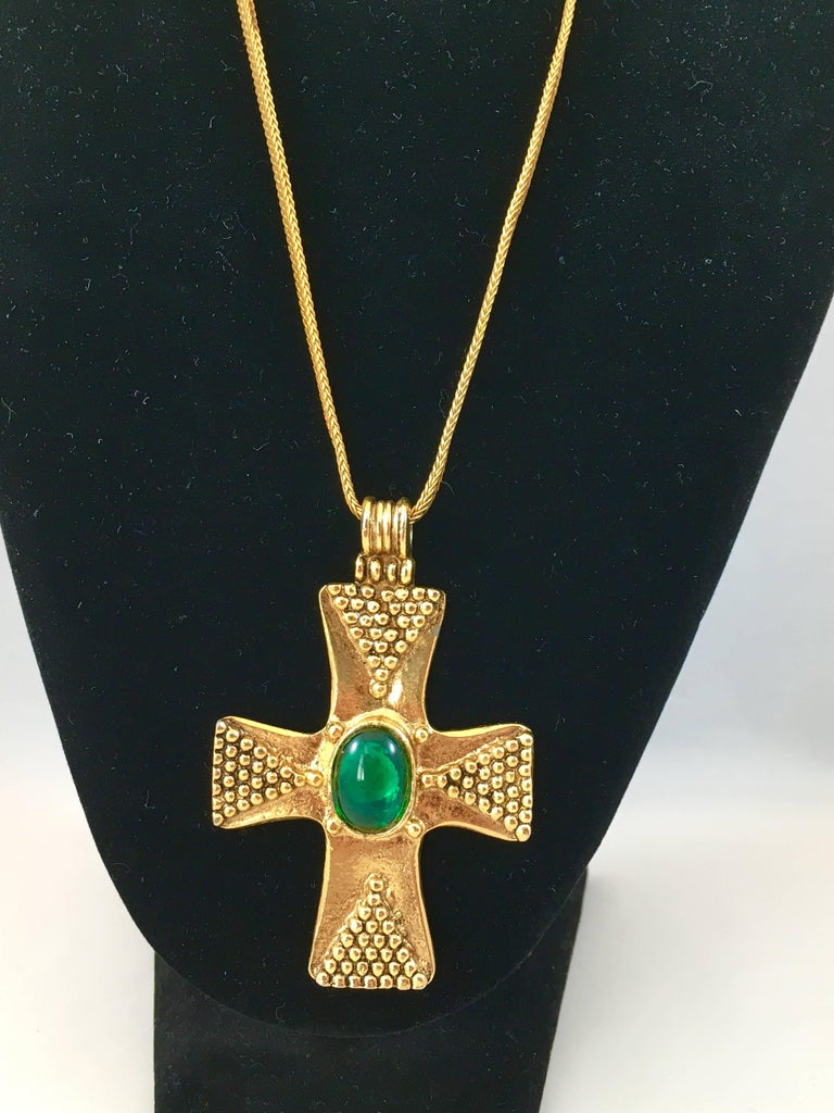 Yves Saint Laurent YSL Cross Pendant Necklace 1970s at 1stDibs saint