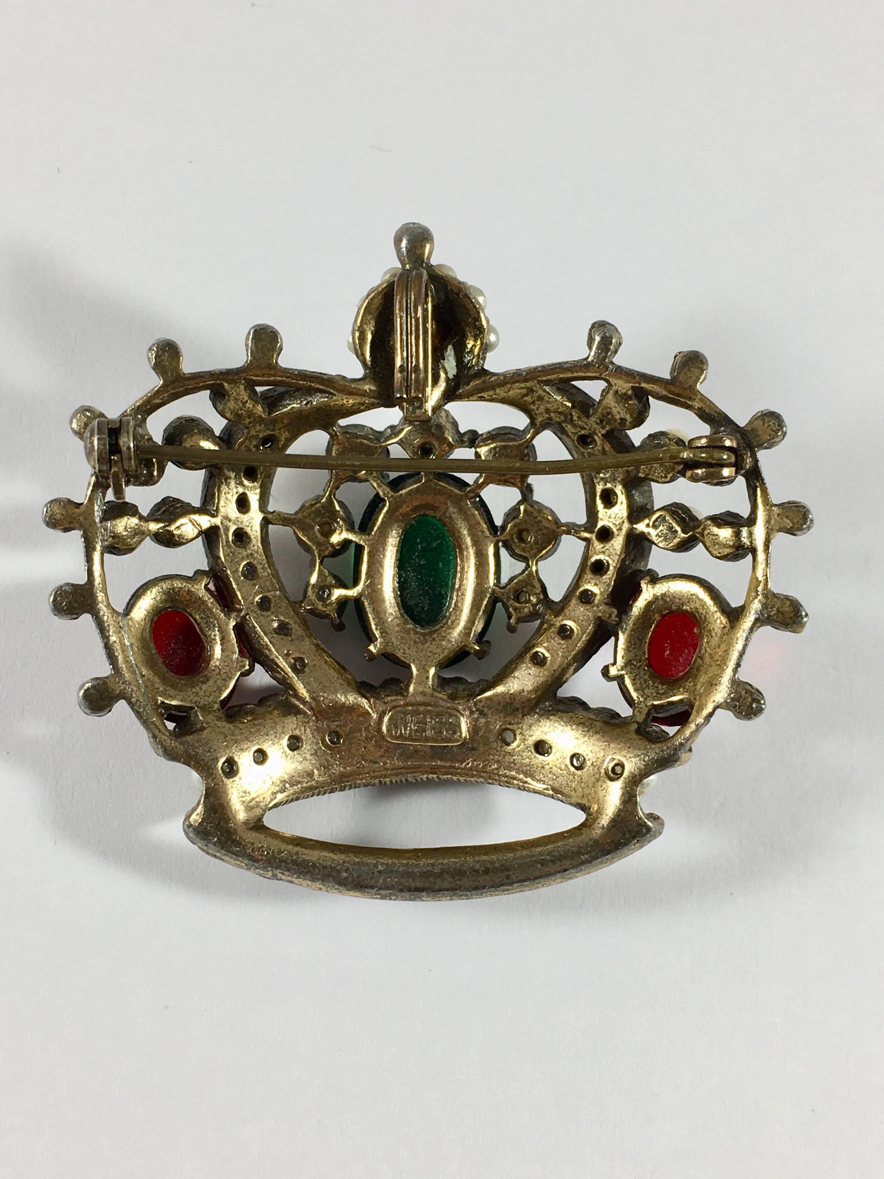 Weiss Crown Brooch Pendant 1950s 5