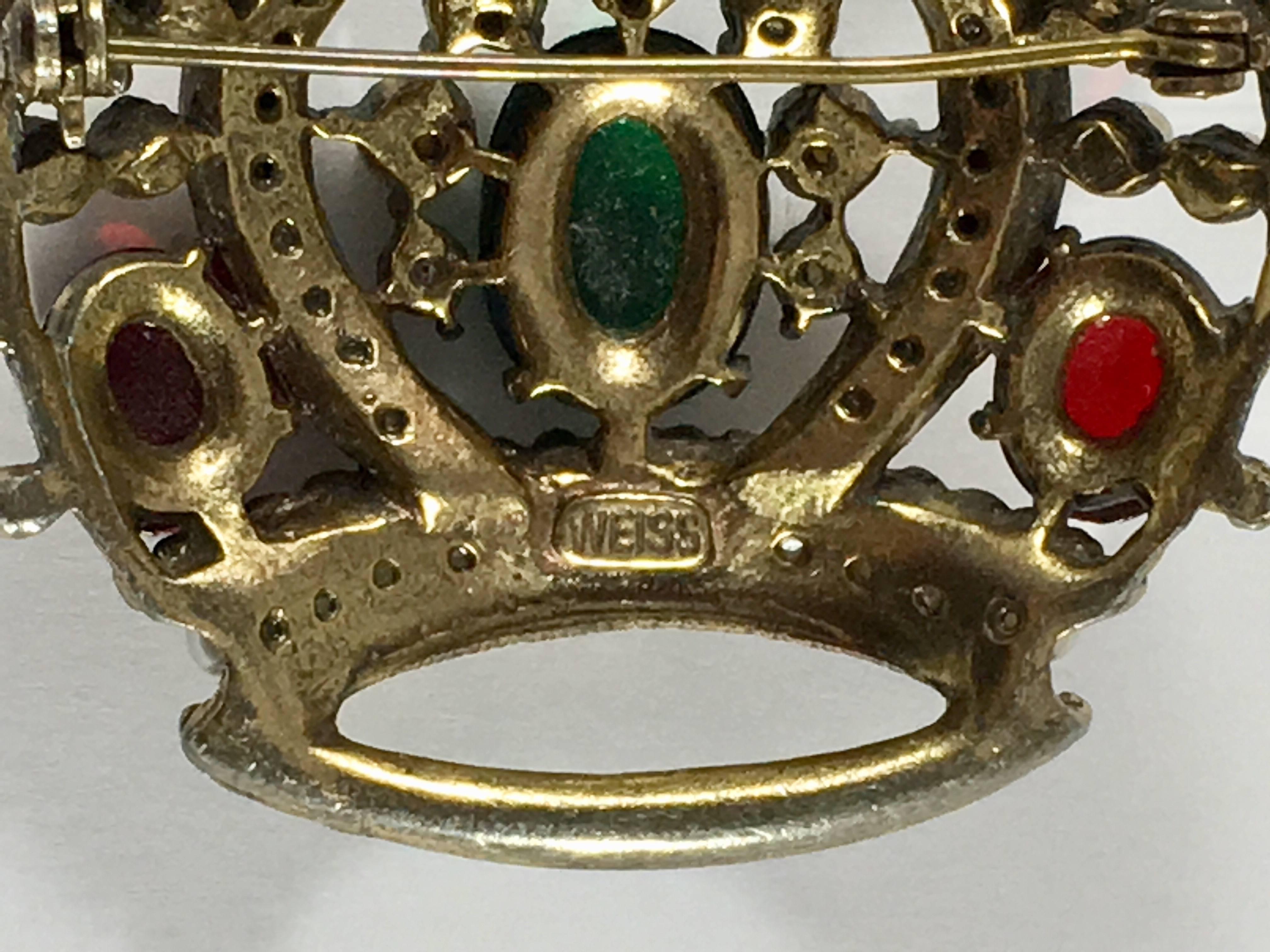 Weiss Crown Brooch Pendant 1950s 7