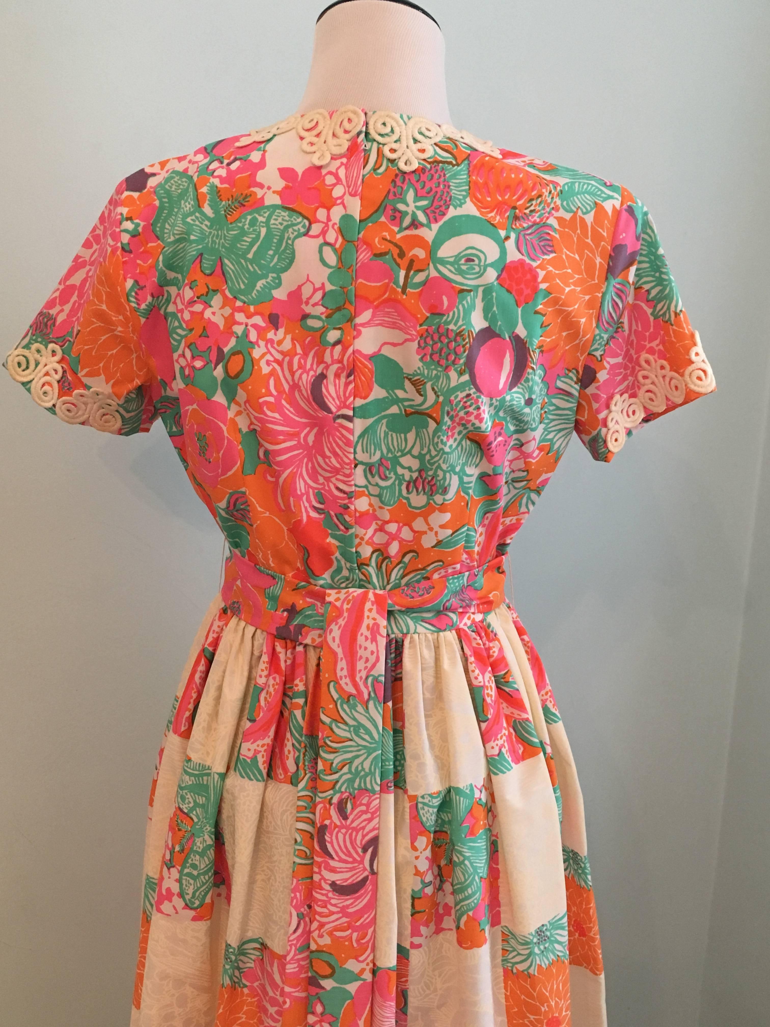 1960s Lilly Pulitzer Maxi Dress with Patchwork Print Skirt For Sale 3