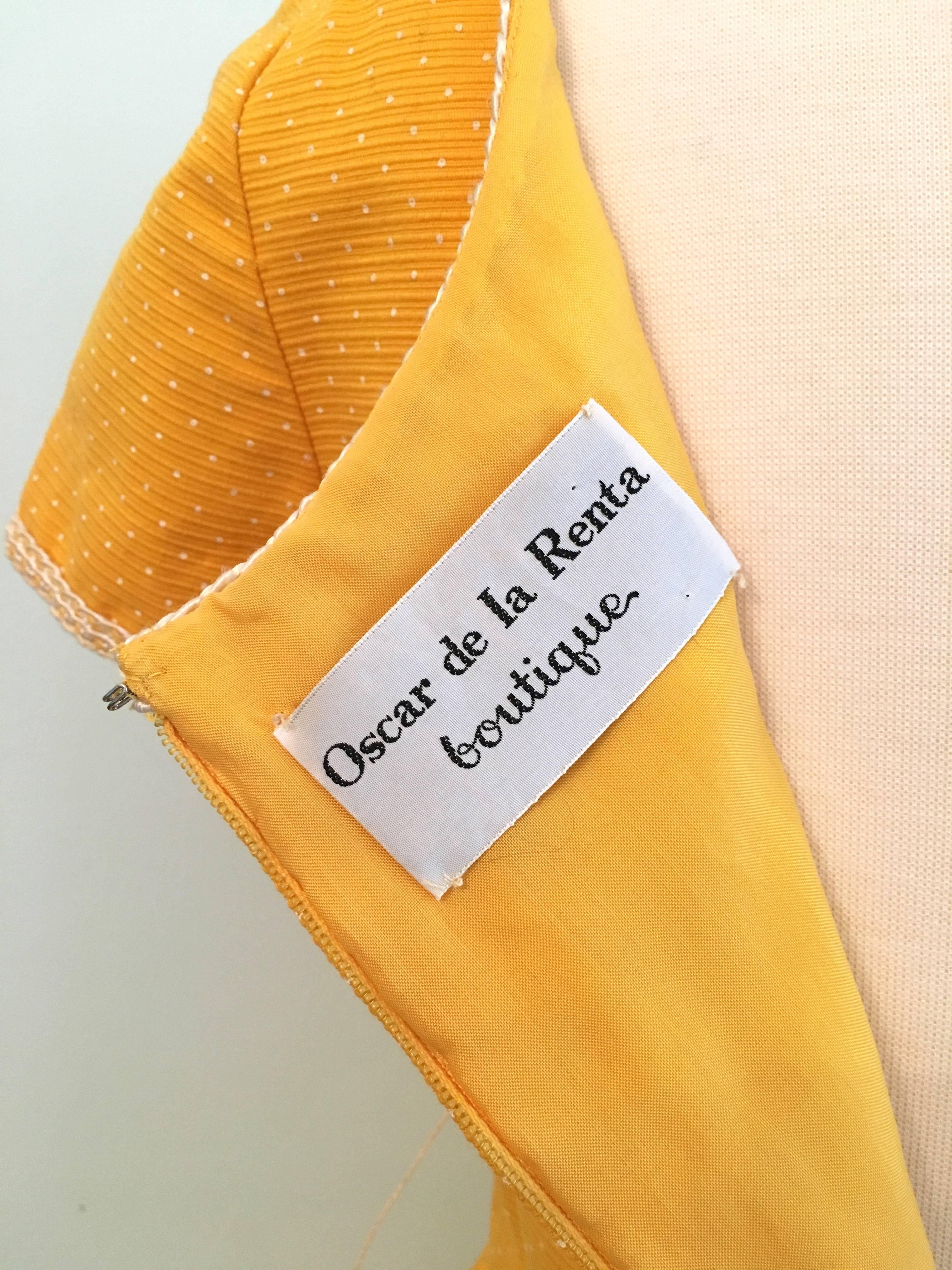 Oscar De La Renta Boutique Yellow Polka Dot Dress, 1960s  For Sale 5
