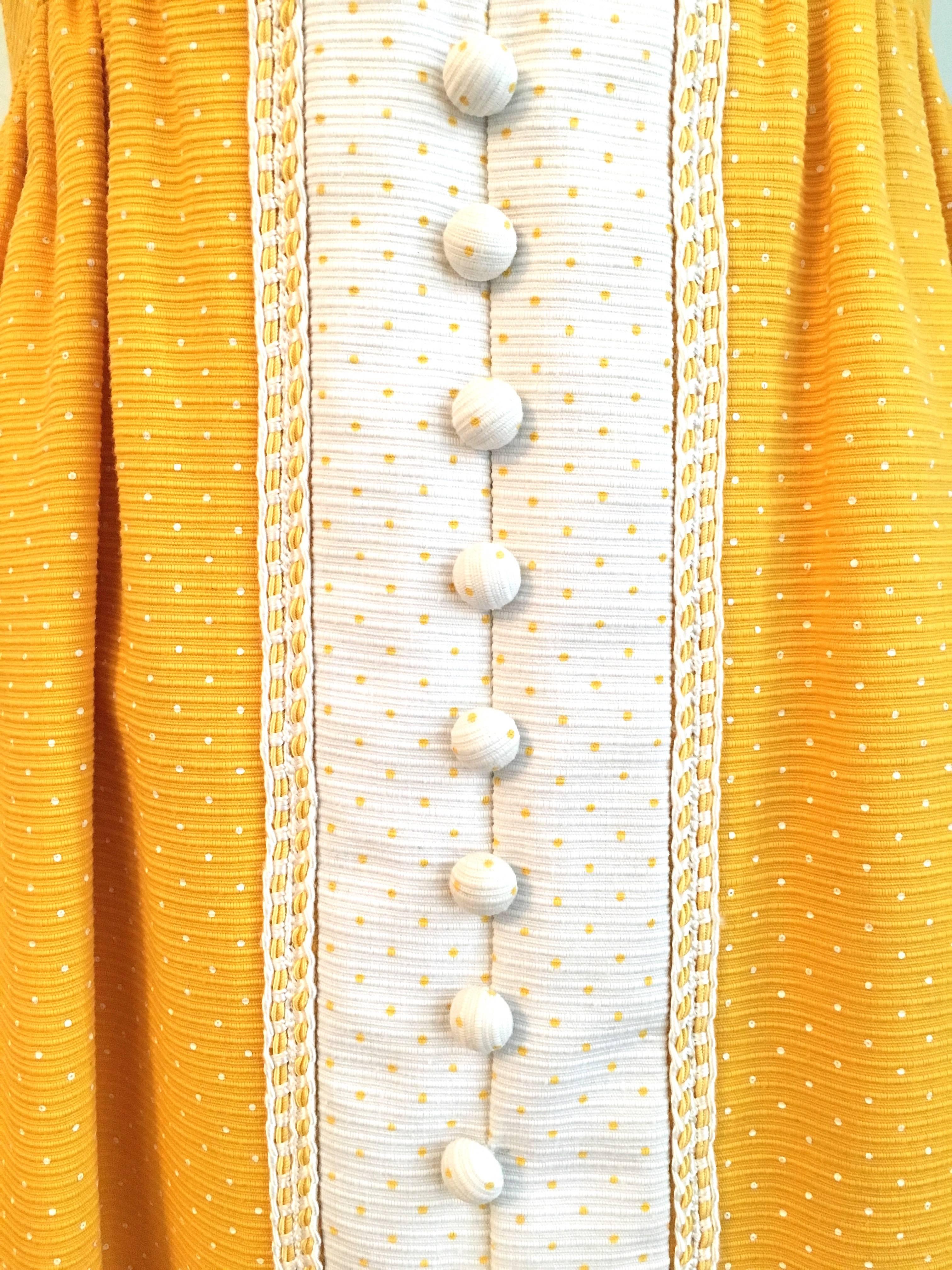 Women's Oscar De La Renta Boutique Yellow Polka Dot Dress, 1960s  For Sale