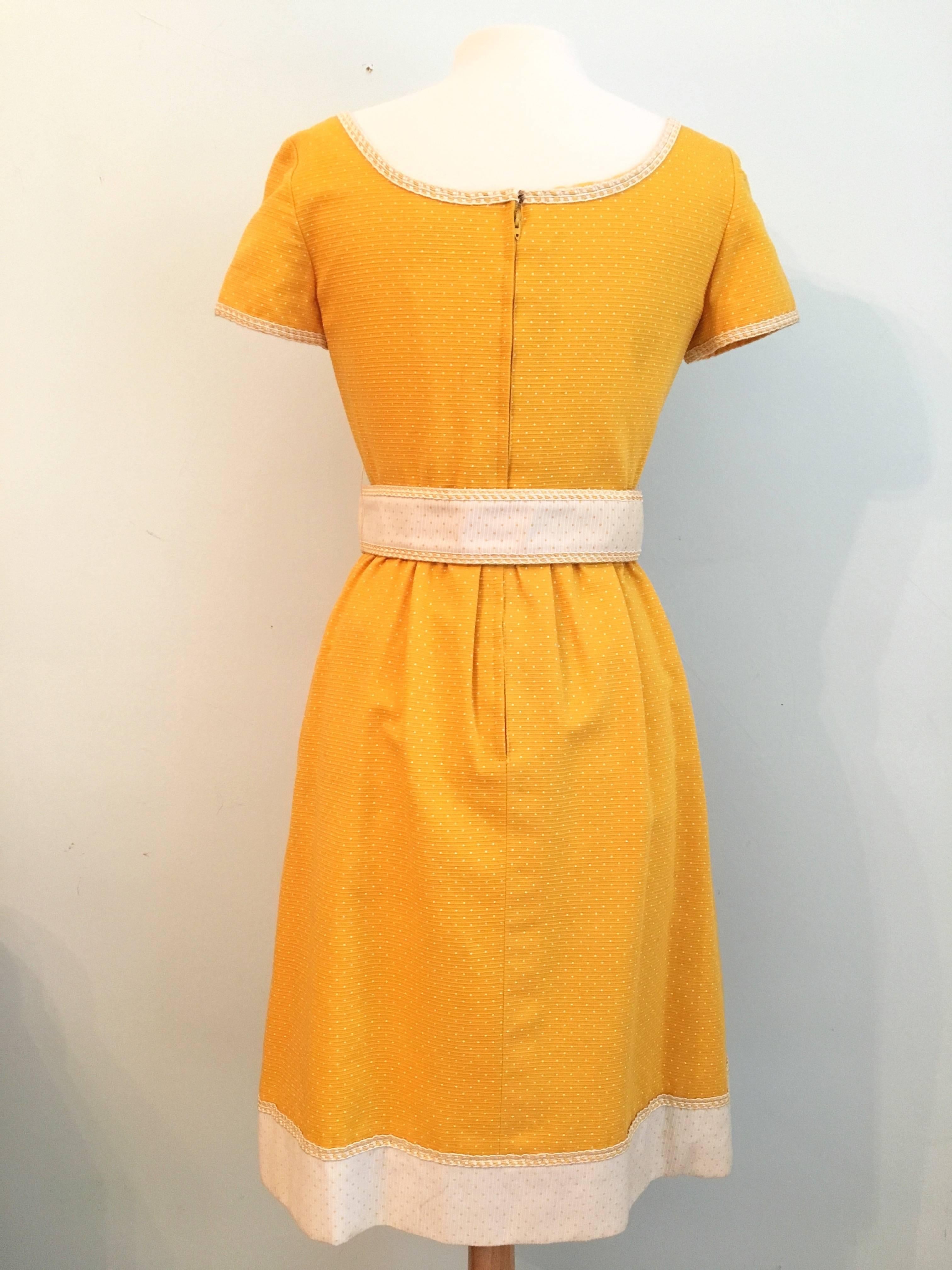 Oscar De La Renta Boutique Yellow Polka Dot Dress, 1960s  For Sale 2
