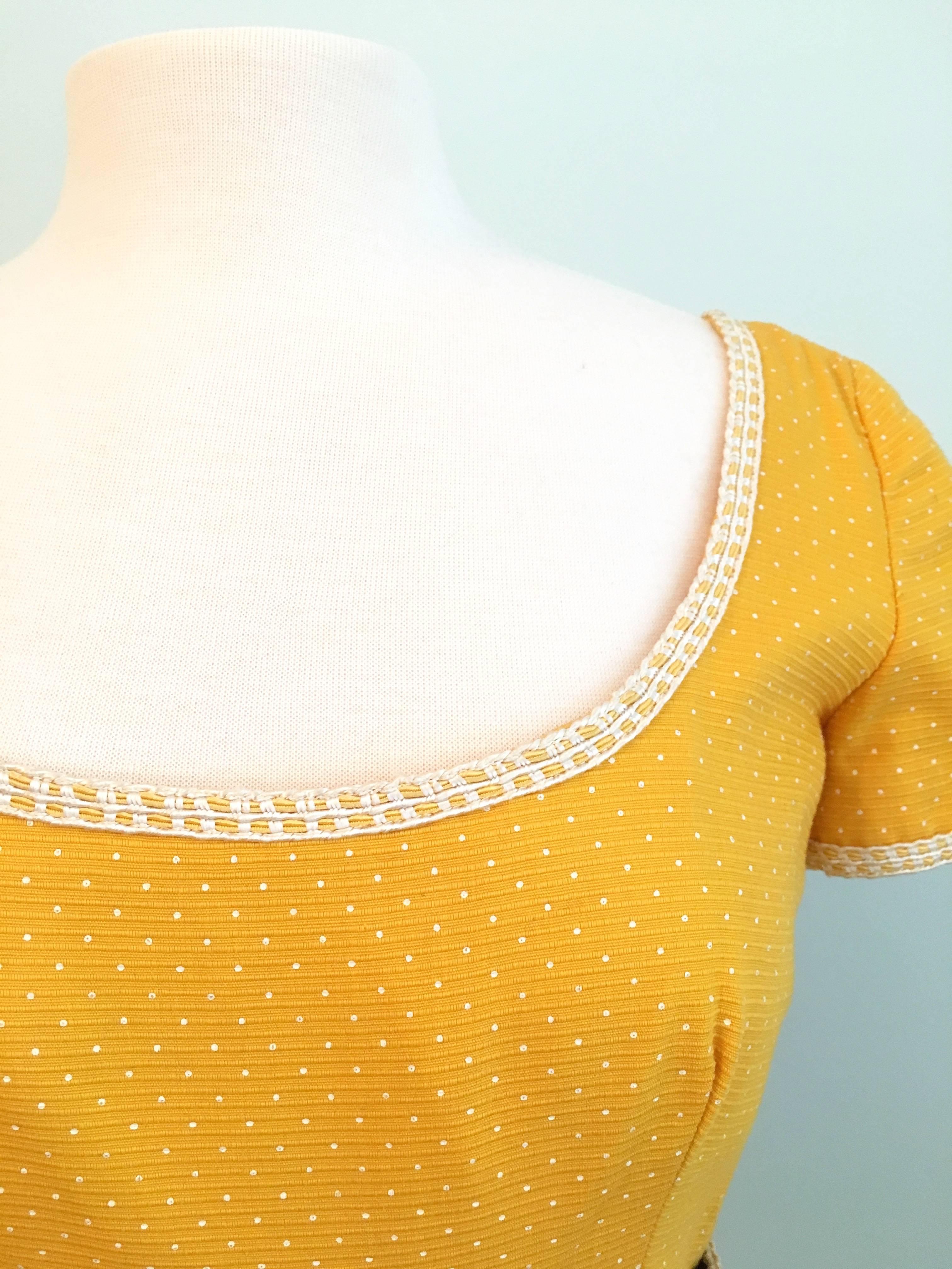 Oscar De La Renta Boutique Yellow Polka Dot Dress, 1960s  For Sale 3