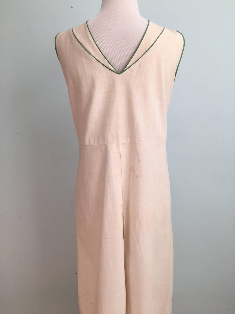 White Cotton Vintage Tennis Dress with Tennis Embroidery, 1920s For ...