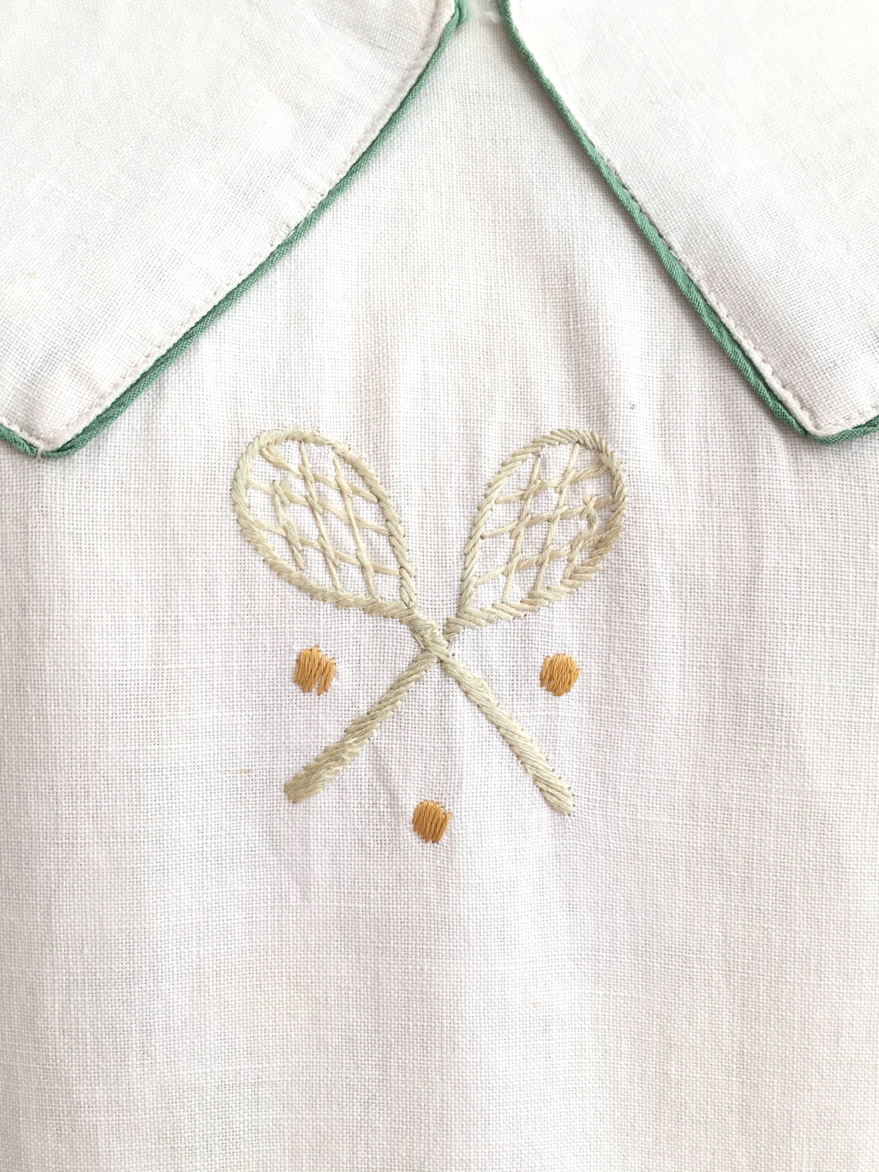 White Cotton Vintage Tennis Dress with Tennis Embroidery, 1920s   For Sale 2