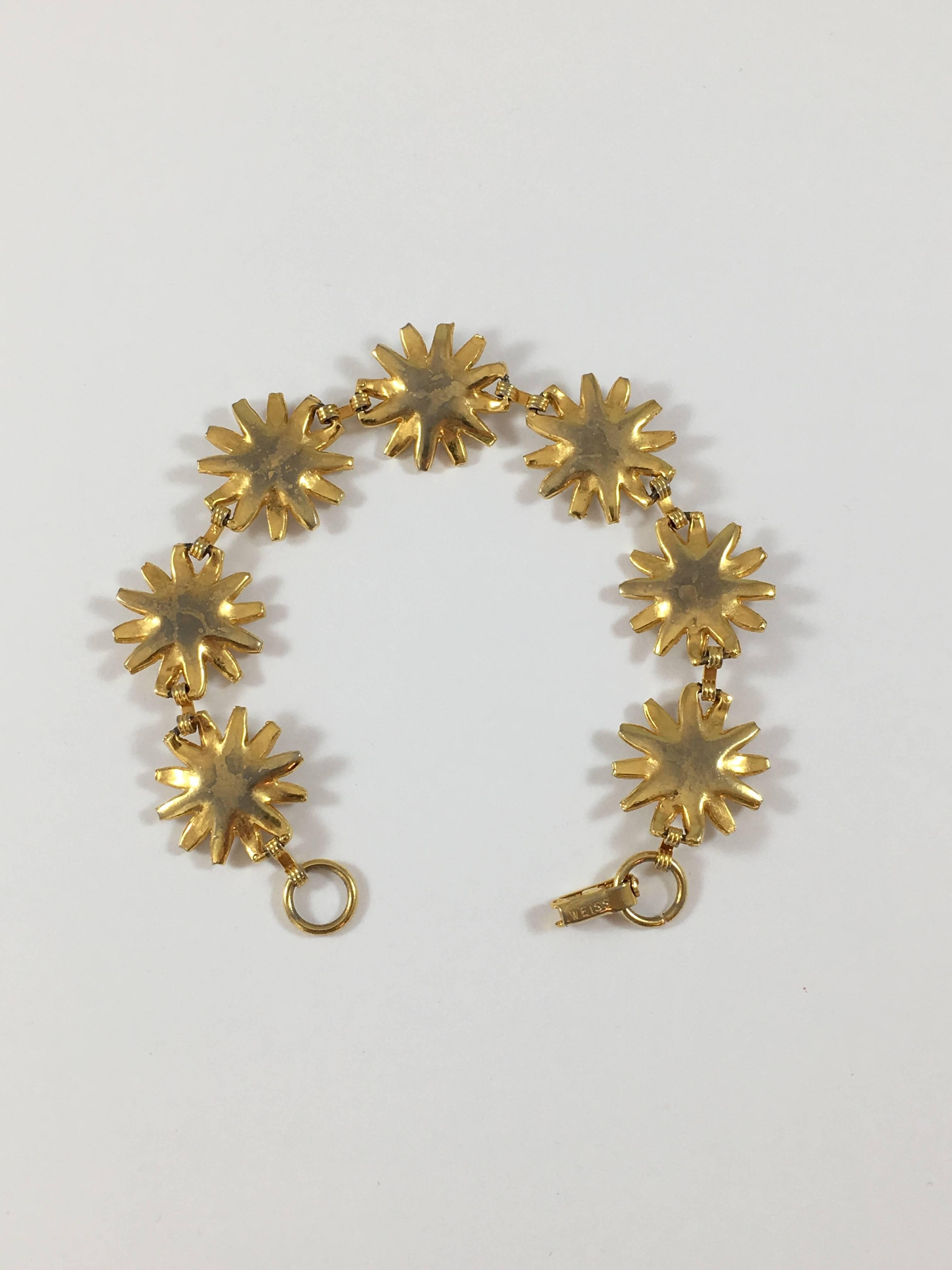 Women's Weiss White and Yellow Enamel Daisy Bracelet, 1960s