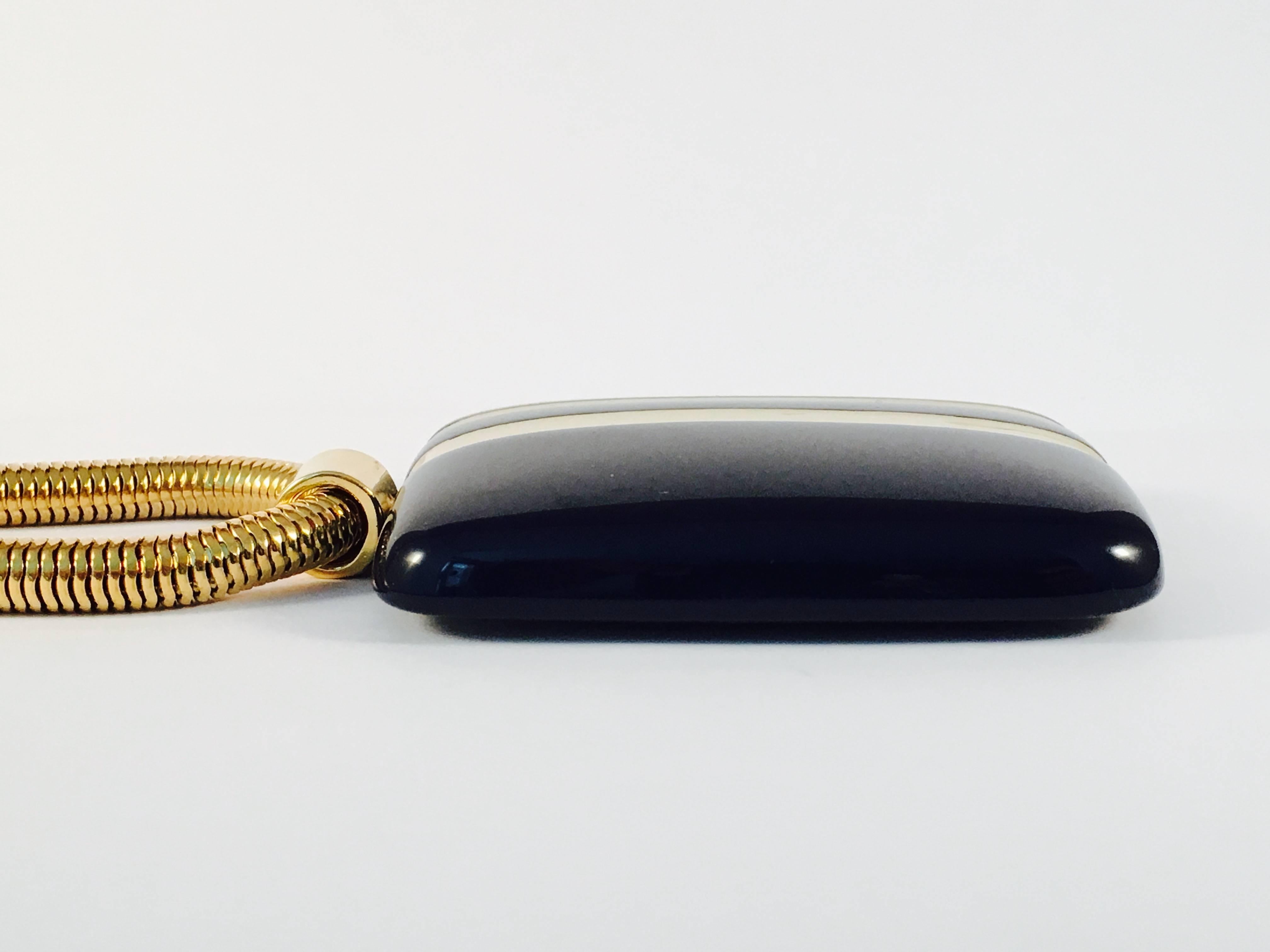 Lanvin Navy and White Striped Pendant Necklace, 1970s For Sale 2