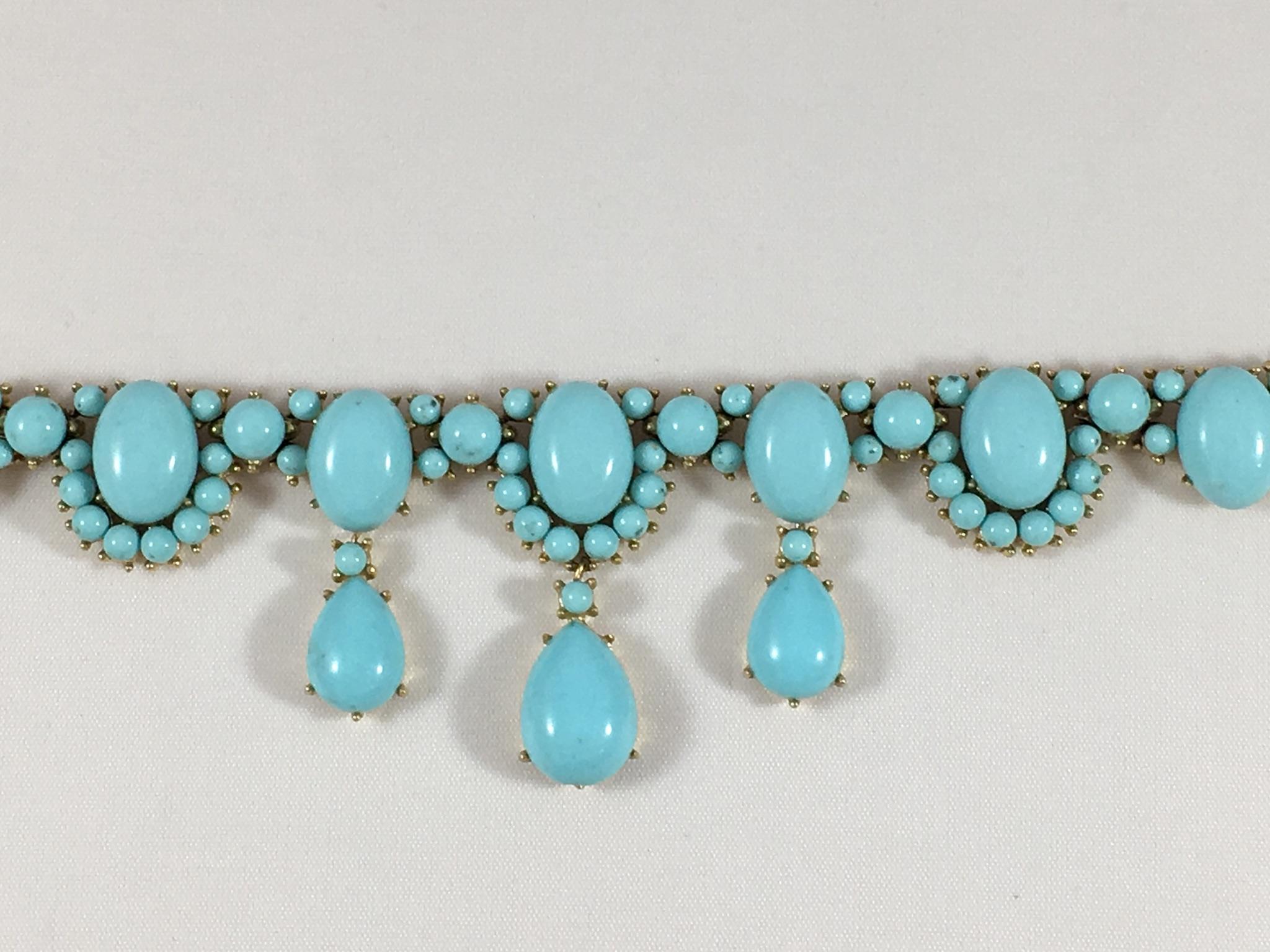 Trifari Turquoise Colored Beaded Necklace Choker 1960s 1