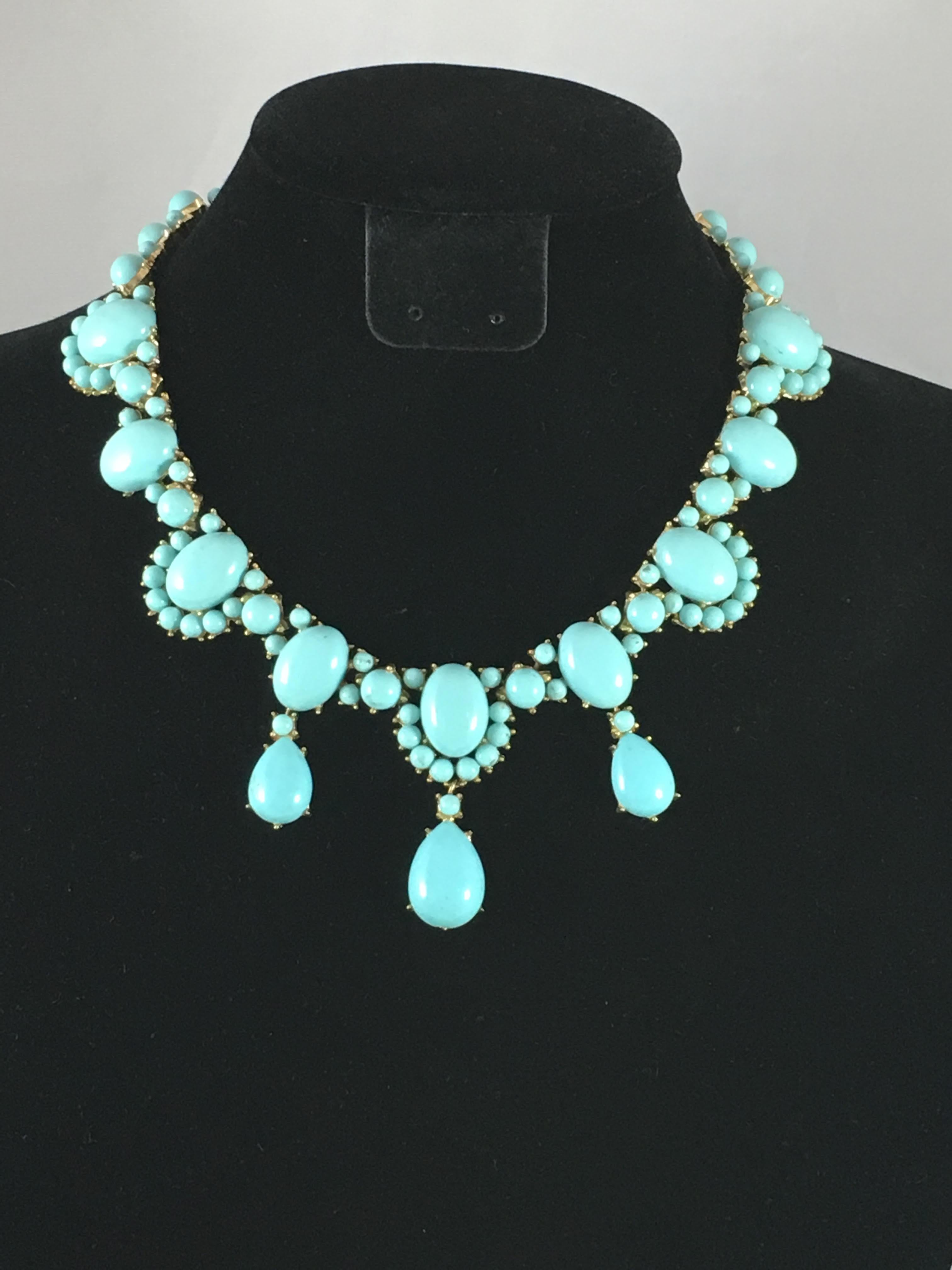 Women's Trifari Turquoise Colored Beaded Necklace Choker 1960s