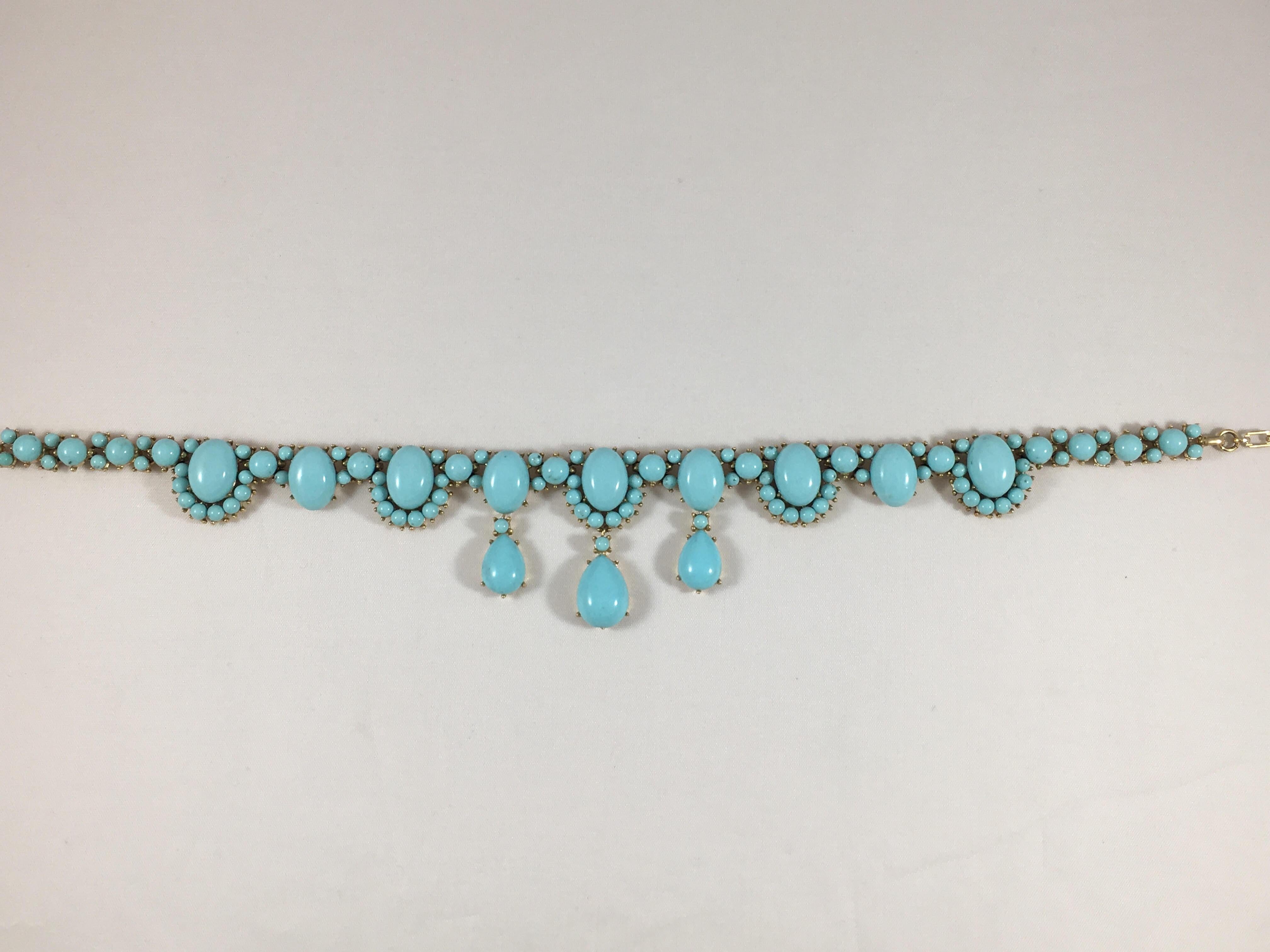 Trifari Turquoise Colored Beaded Necklace Choker 1960s 2