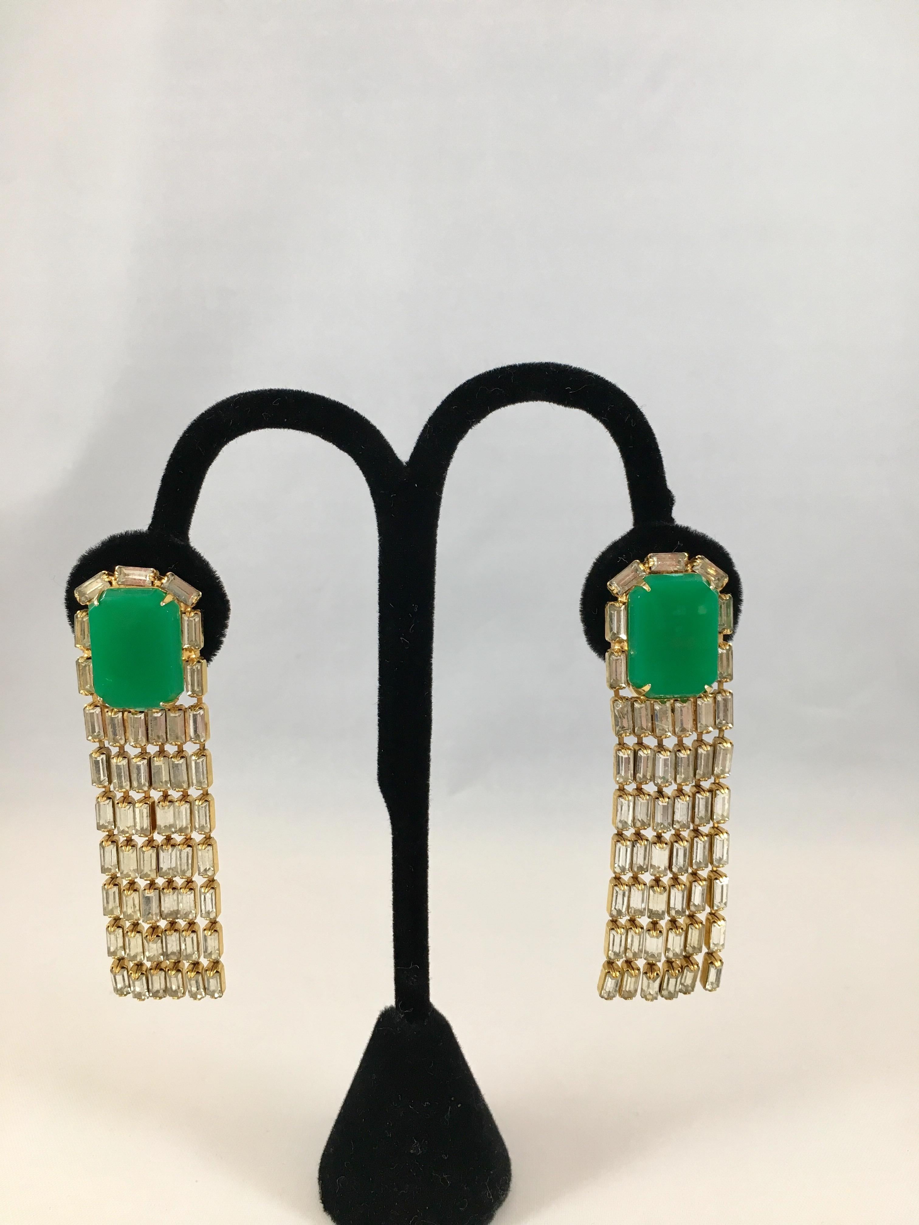 Kenneth Jay Lane K.J.L. Geometric Multi-Strand Chandelier Earrings 1970s In Excellent Condition For Sale In Chicago, IL
